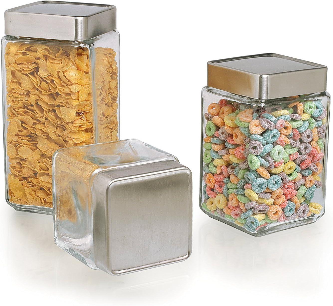 Anchor Hocking Stackable Jars with Brushed Aluminum Lid, 2-Quart, Set of 6