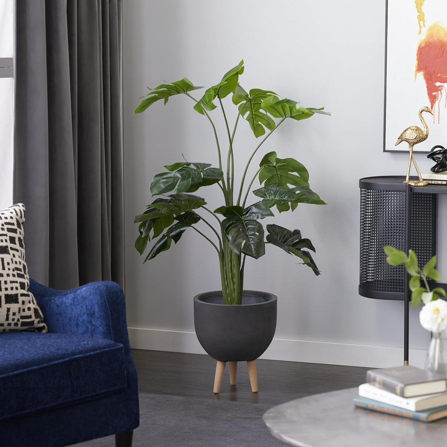 DecMode 73" Artificial Ficus Tree in Realistic Leaves and Black Plastic Pot