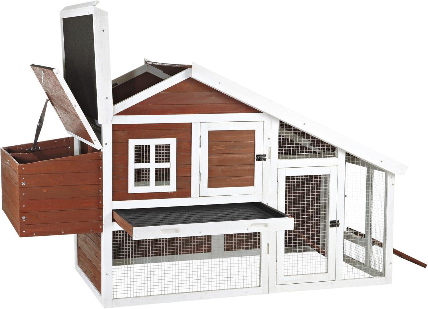 TRIXIE Weatherproof Wooded Backyard Chicken Coop, 2 Nesting Box Auburn Fits 2 Std Chicken