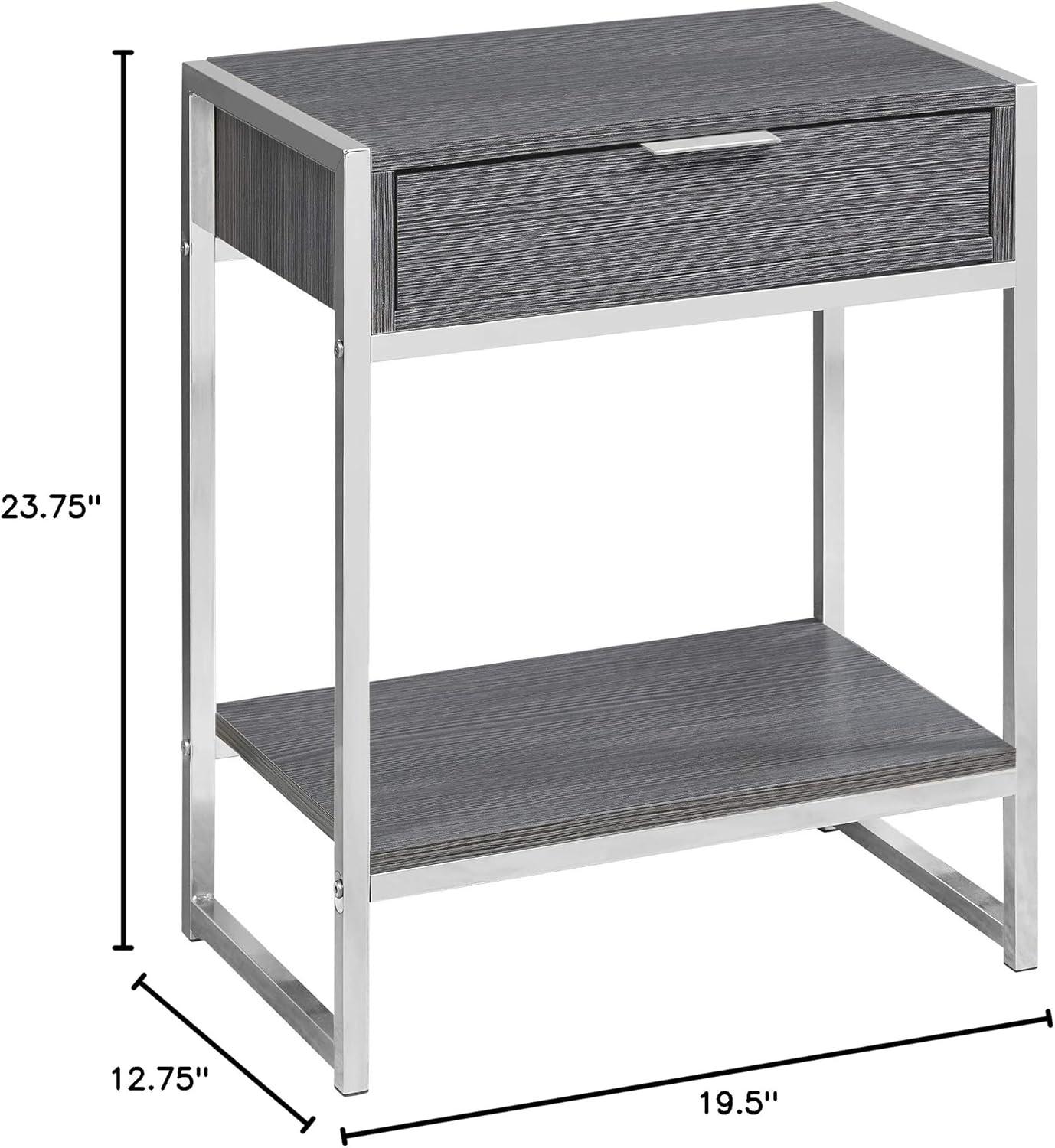 Monarch Specialties ACCENT TABLE - 24H / GREY / CHROME METAL