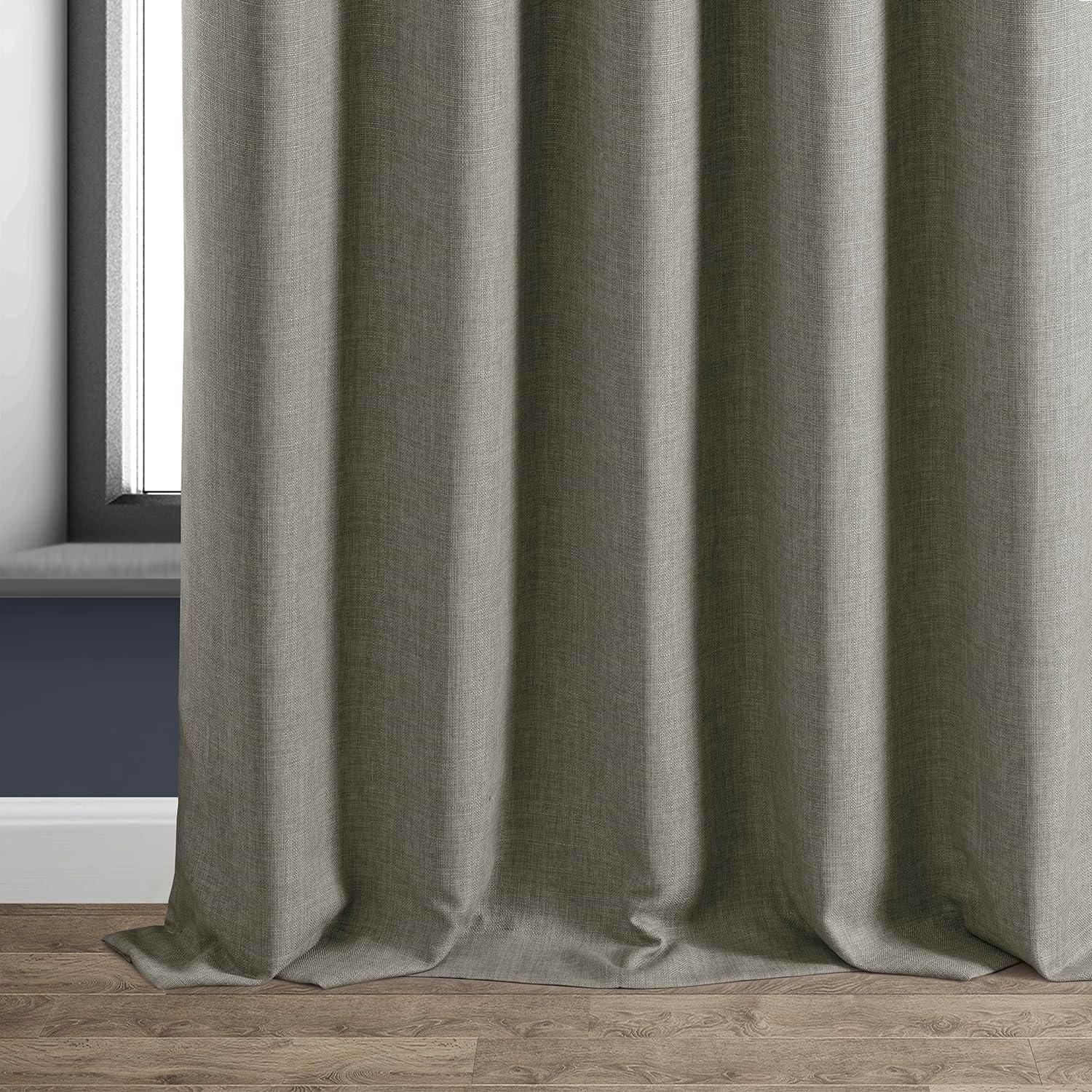 Signature Destination Slate Faux Linen Blackout Curtain (1 Panel), Destination Slate, 50W X 96L