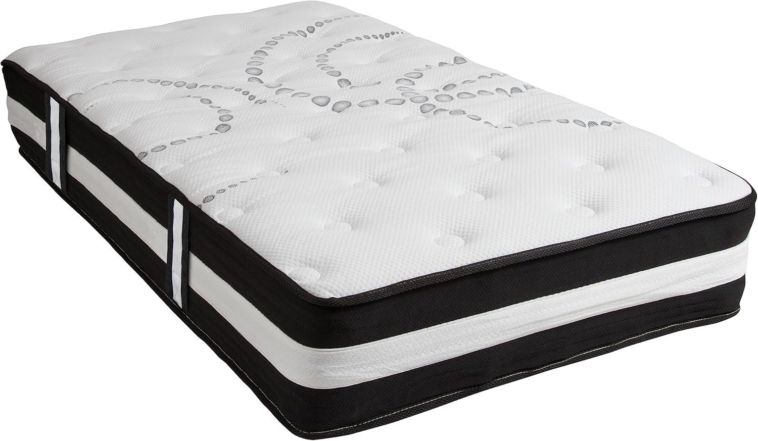 Emma and Oliver 12 Inch CertiPUR-US Certified Hybrid Pocket Spring Mattress, Twin Mattress in a Box - Premium Mattress