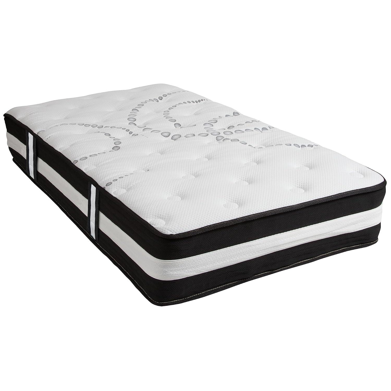 Emma and Oliver 12 Inch CertiPUR-US Certified Hybrid Pocket Spring Mattress, Twin Mattress in a Box - Premium Mattress