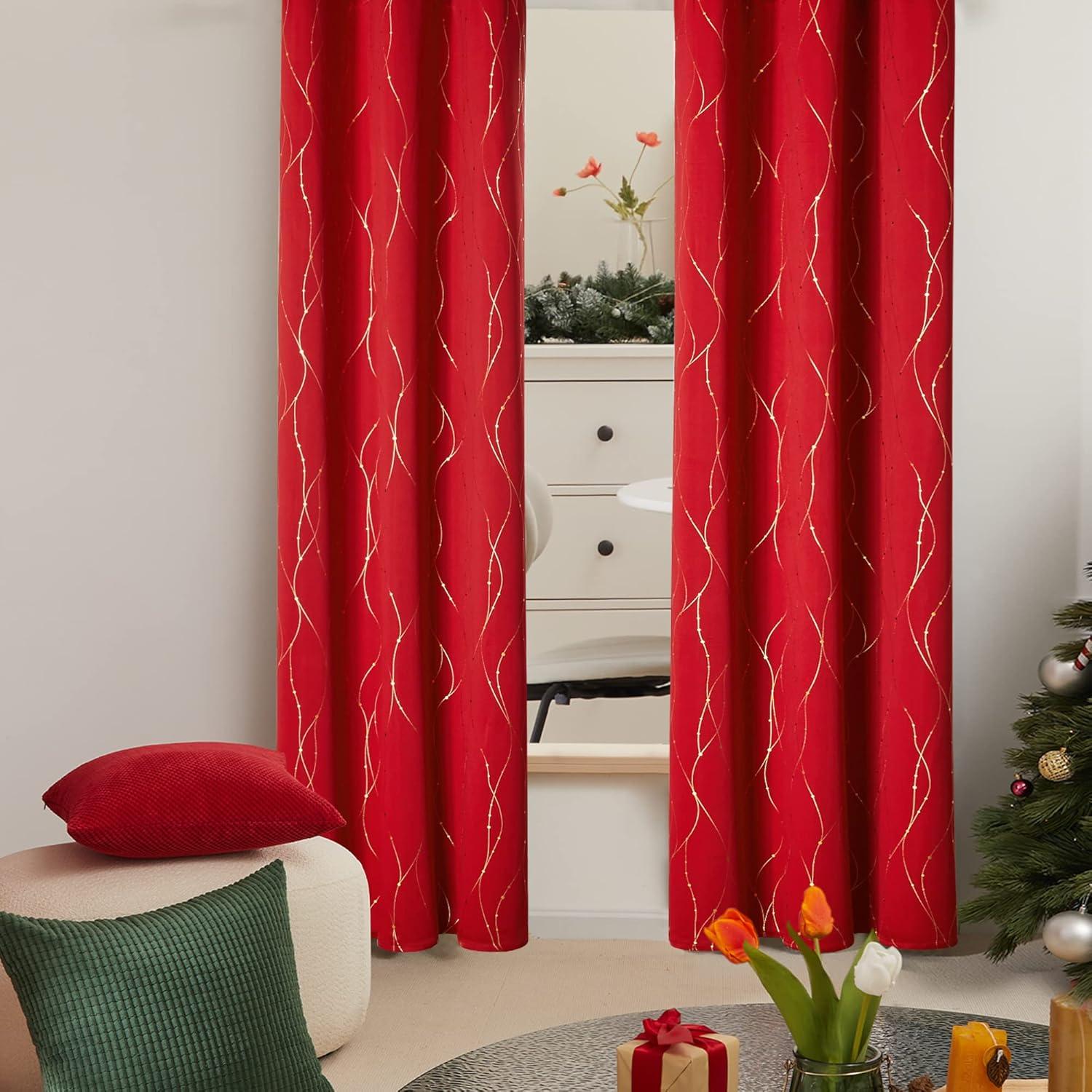 Deconovo Blackout Curtains - Thermal Insulated, Noise-Reducing Window Drapes for Bedroom, Living Room -2 Panels, Red, 42W x 54L