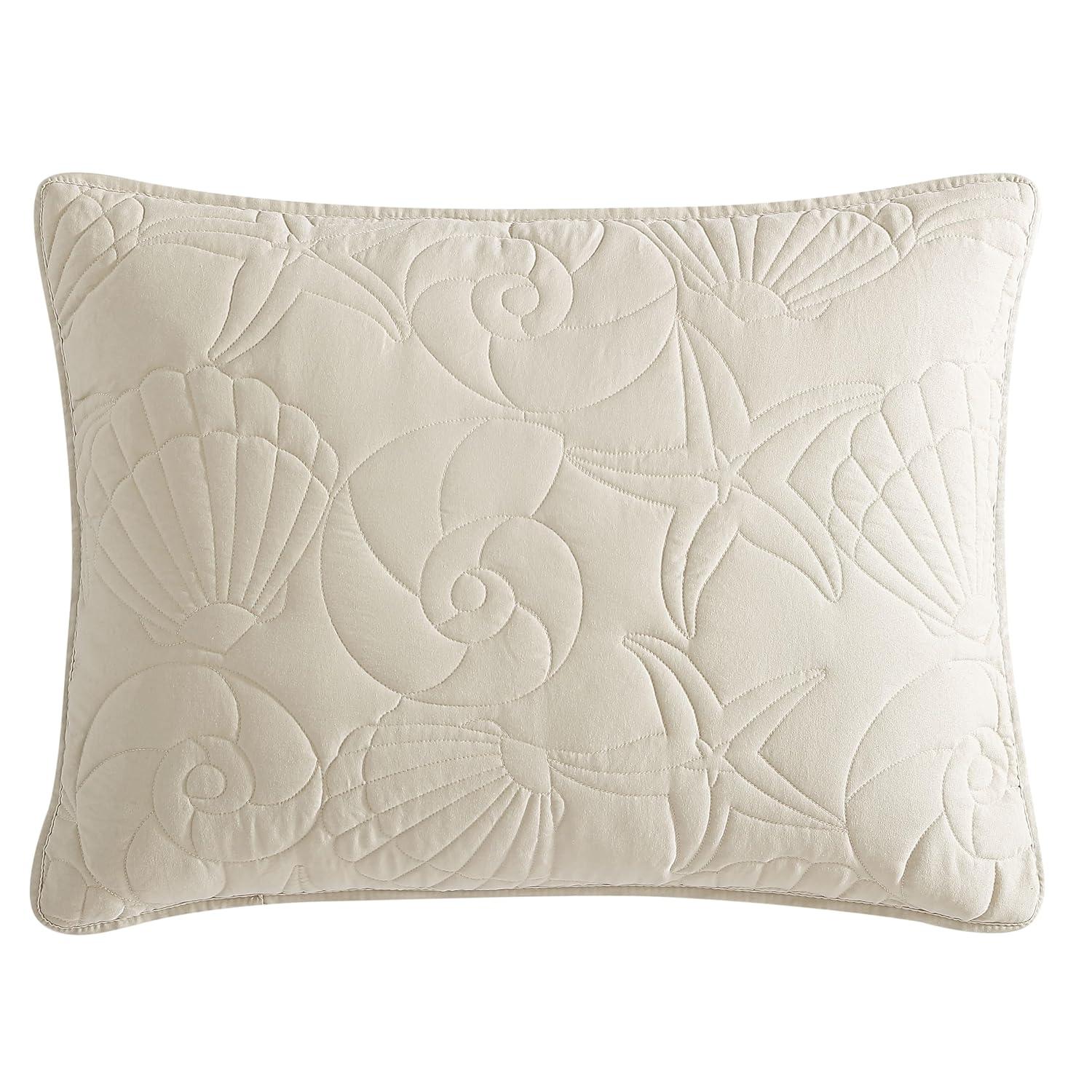 Full Sand Microfiber Coastal Shell Quilt Set