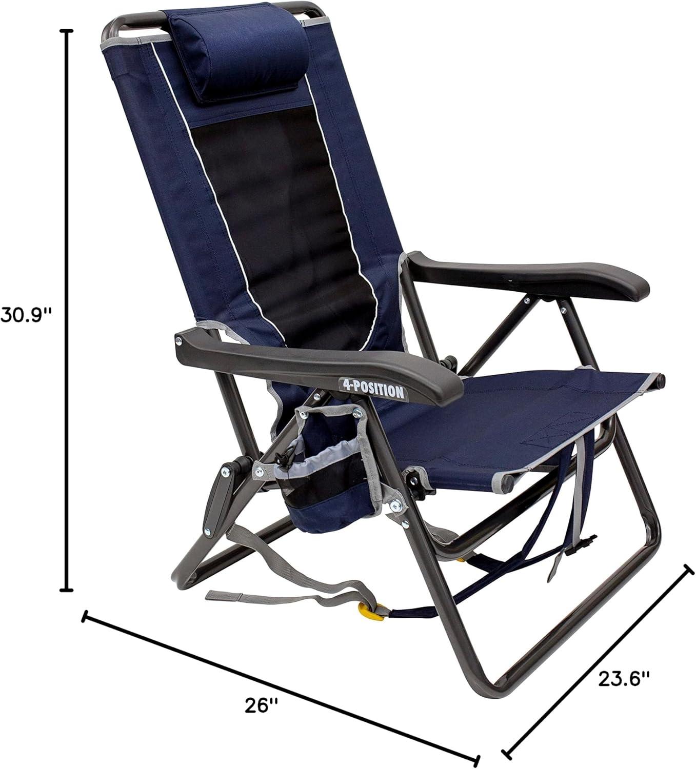 Indigo and Black 4-Position Aluminum Steel Backpack Chair