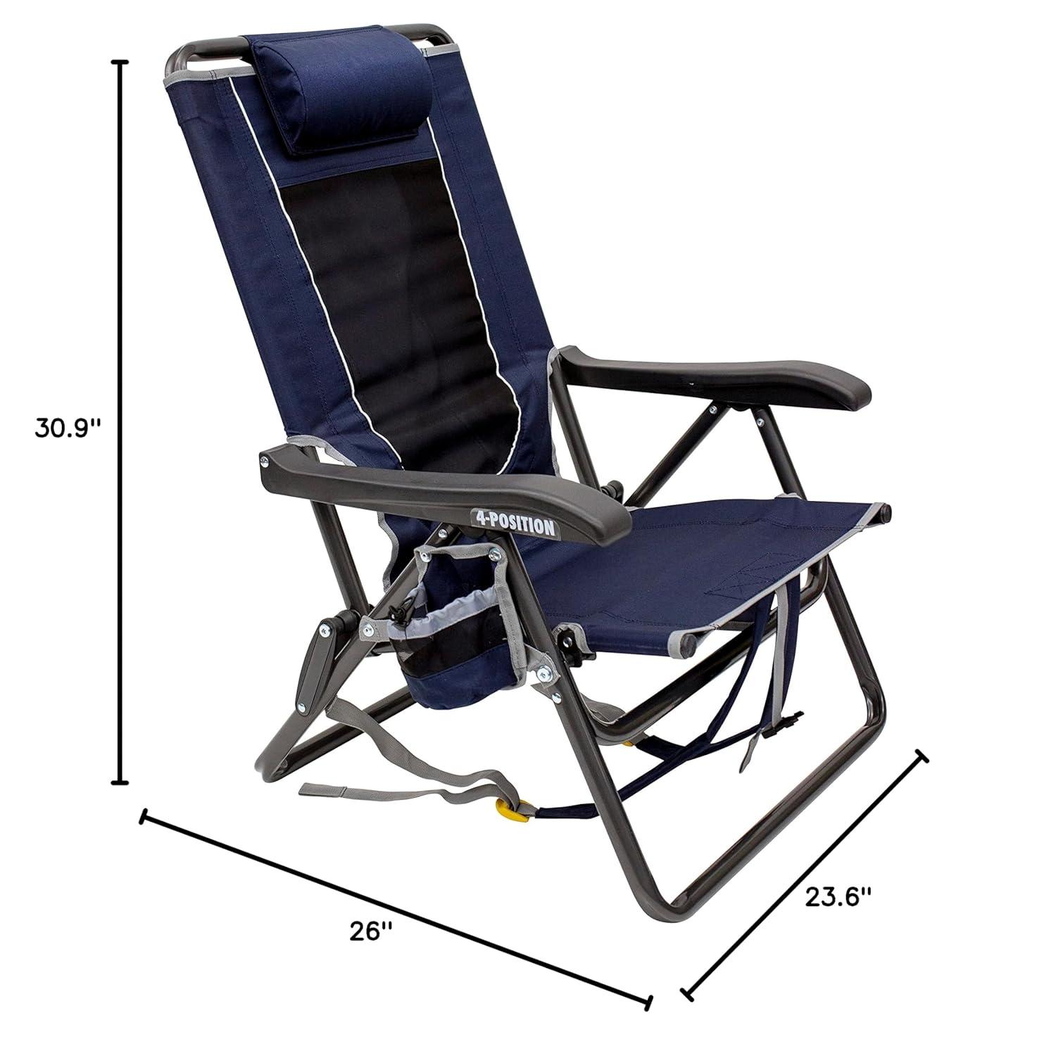GCI Outdoor Backpack Event Chair Lightweight Low Profile Reclining Chair, Indigo
