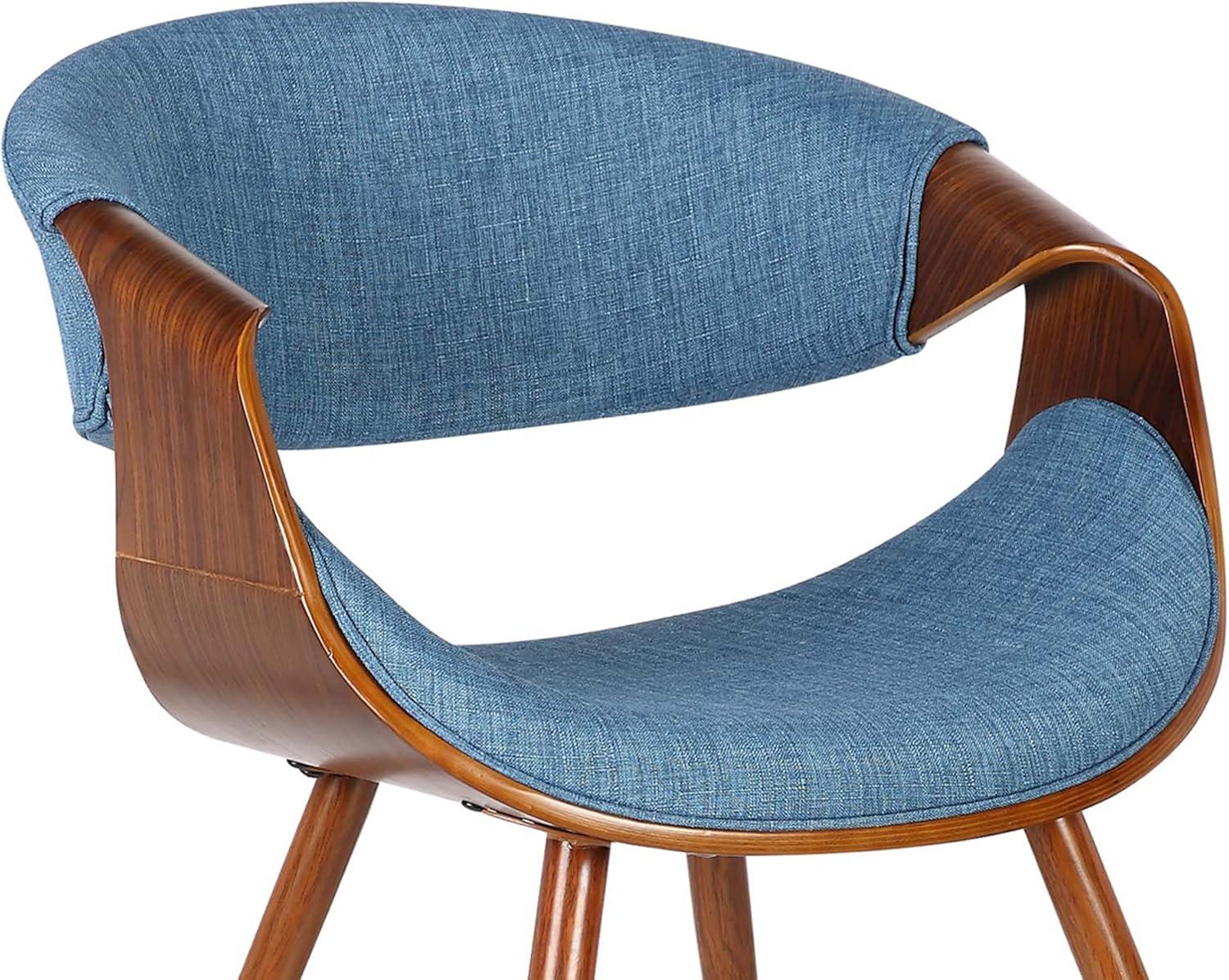 Mid-Century Modern Upholstered Blue Wood Side Chair