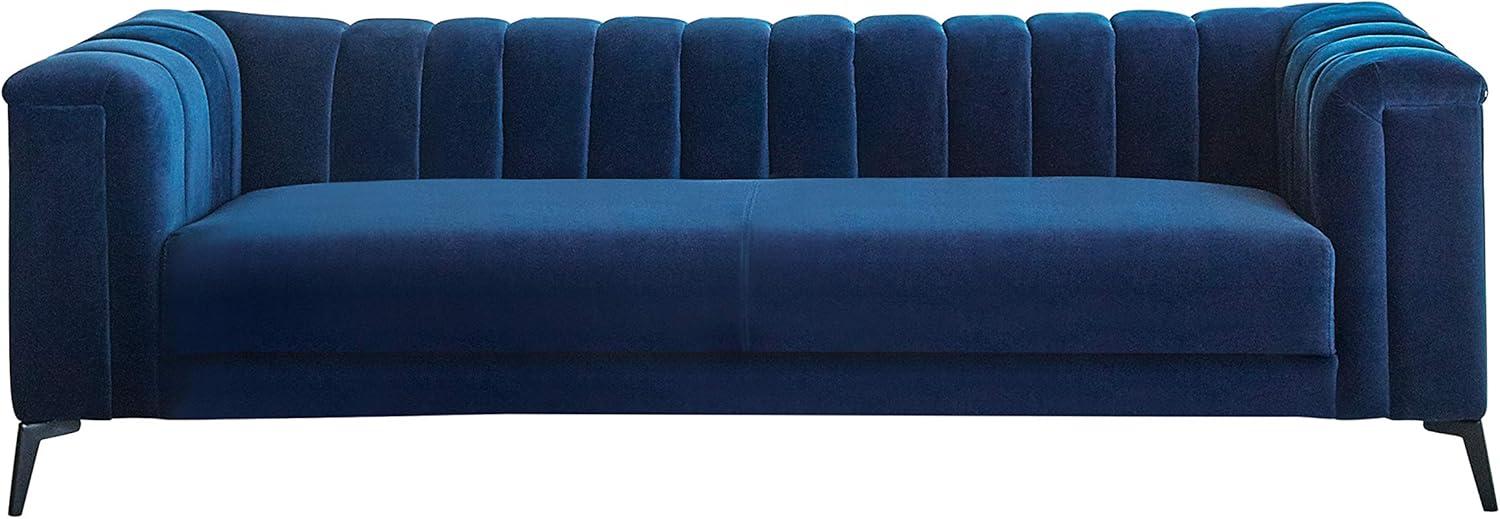 Coaster Chalet Modern Velvet Upholstered Tuxedo Arm Sofa Blue