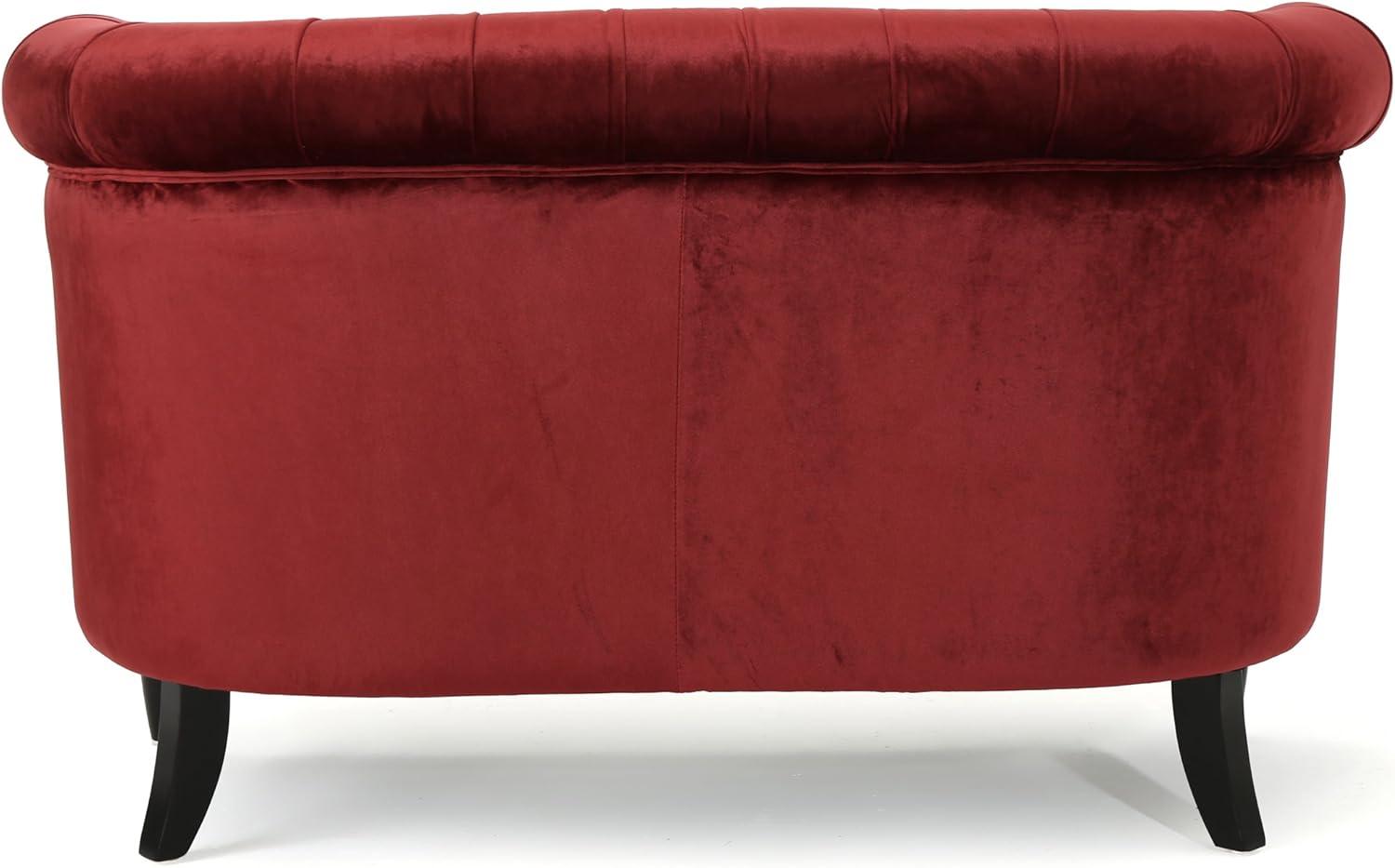 GDF Studio Melaina Tufted Velvet Loveseat, Garnet and Dark Brown