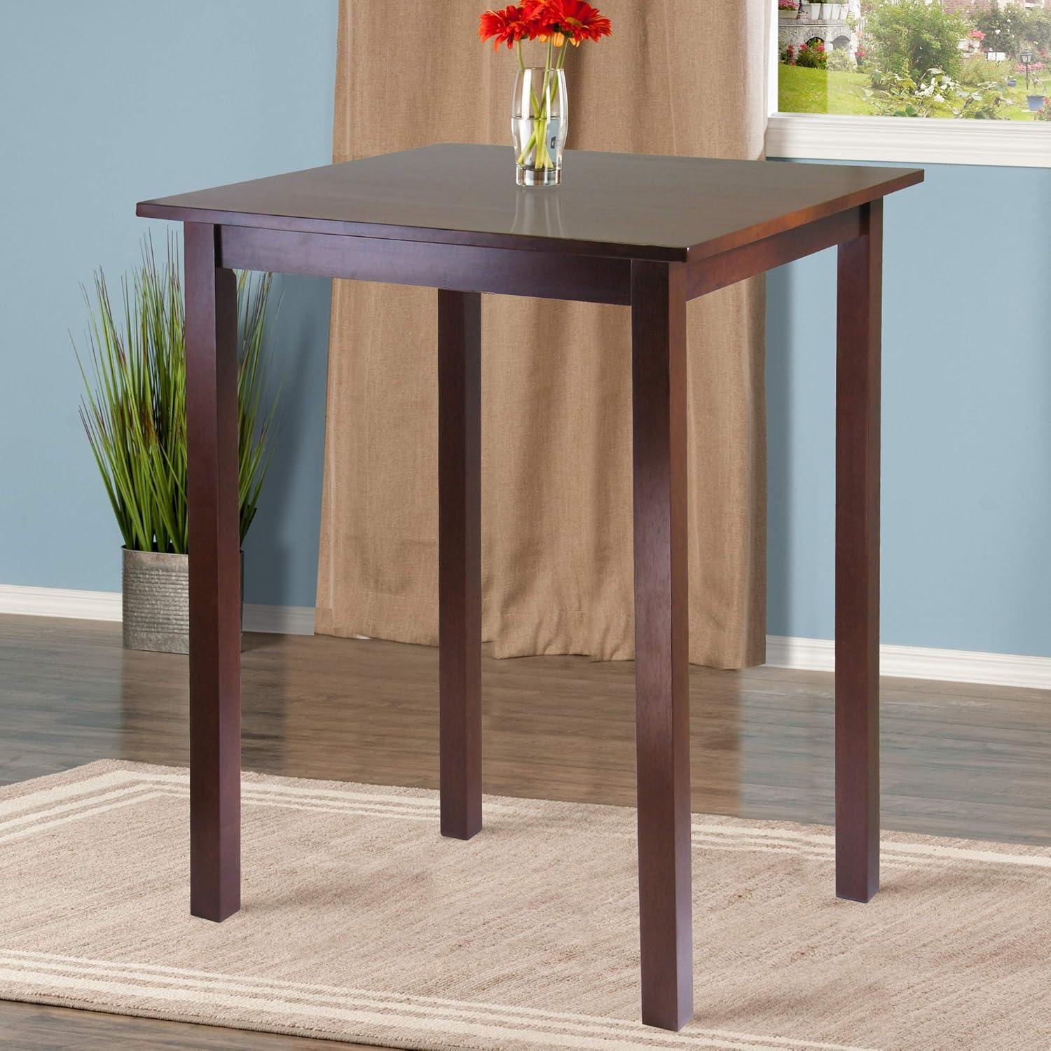 Parkland 34" Walnut Wood Square Bar Height Table