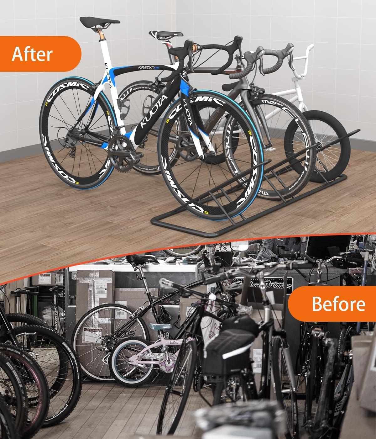 3 x Bicycle Floor Parking Rack Stand MTB Road Bike Indoor Garage Storage