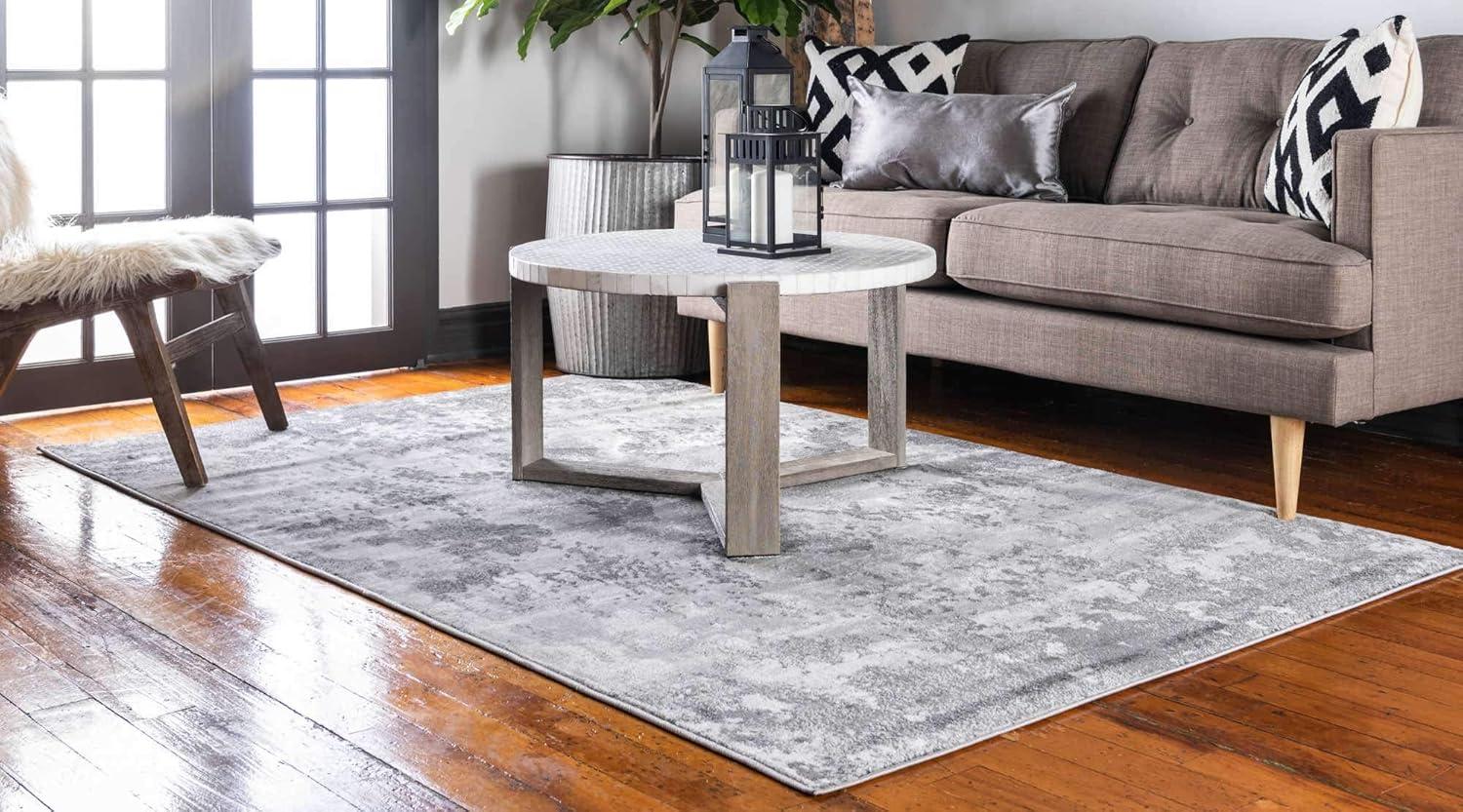 Unique Loom Metro Rug Light Gray/Gray 4' 1" x 6' 1" Rectangle Abstract Contemporary Perfect For Living Room Bed Room Dining Room Office