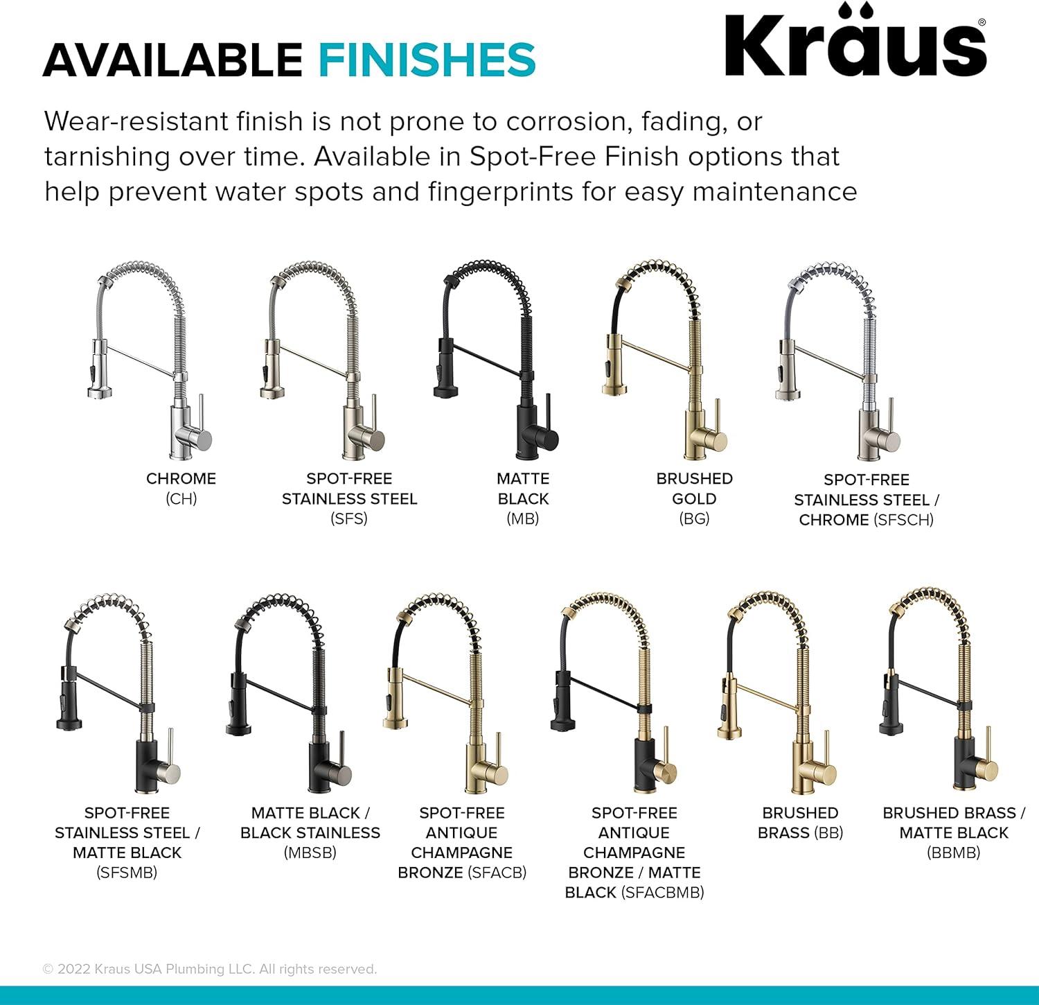 KRAUS Bolden Commercial Style 2-Function Single Handle Pull Down Kitchen Faucet