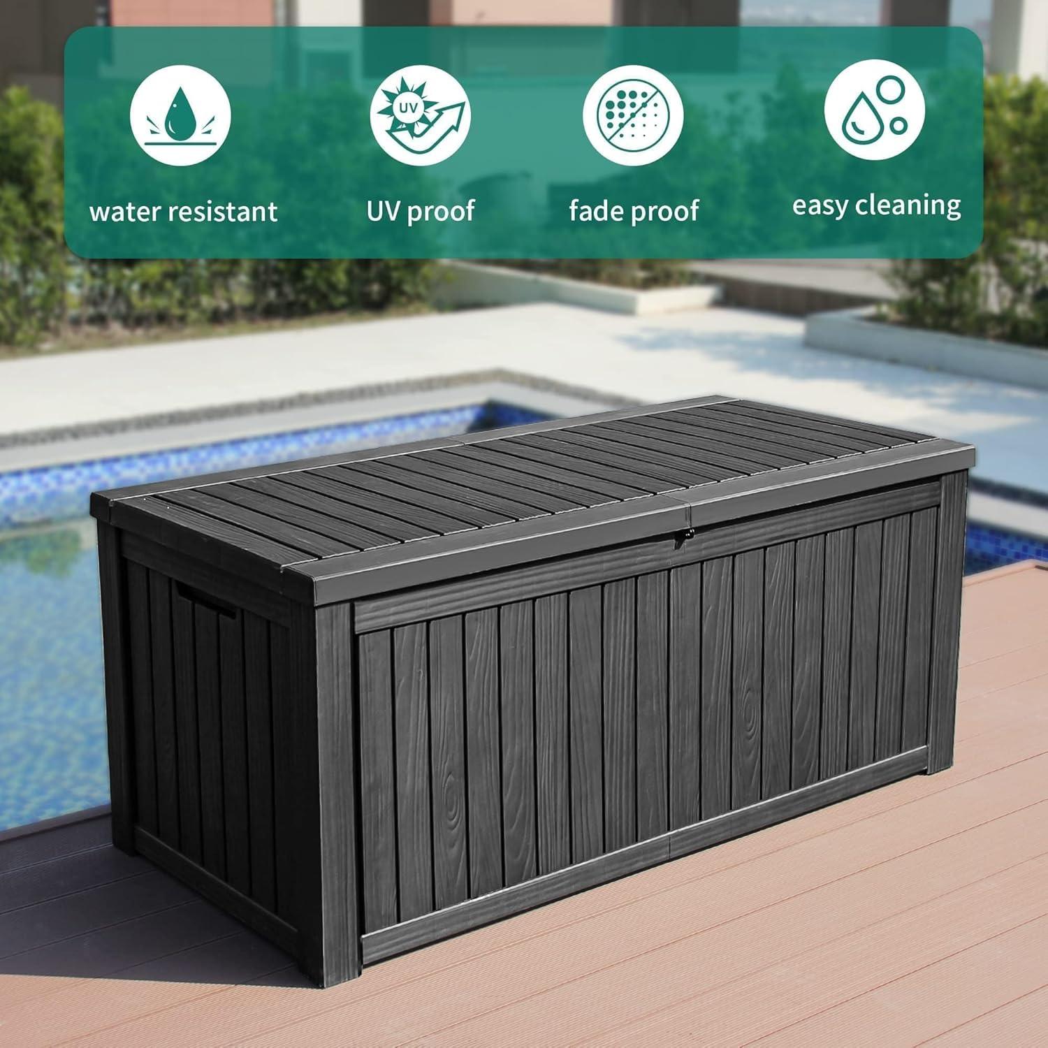 Black 150 Gallon Lockable Plastic Deck Box