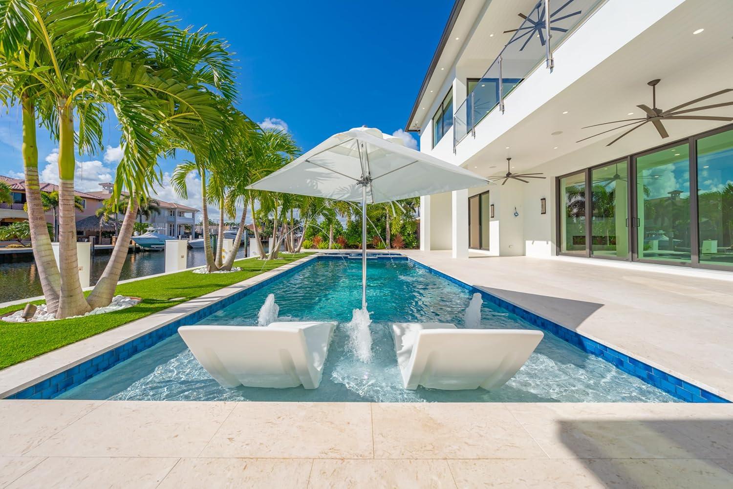 Classic White UV-Resistant Resin In-Pool Chaise Lounger Set