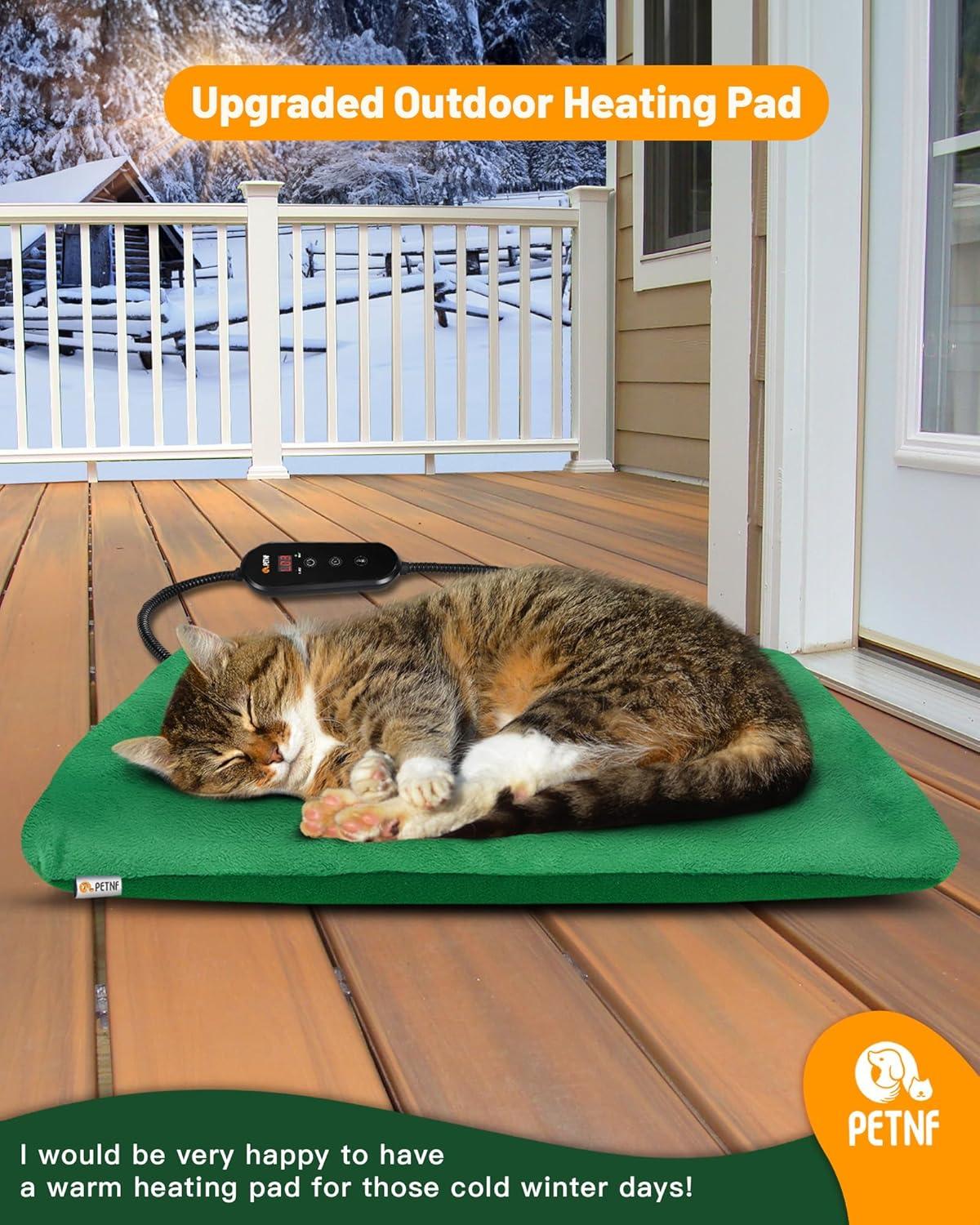 Green Flannel and Steel Heated Pet Pad with Remote Control