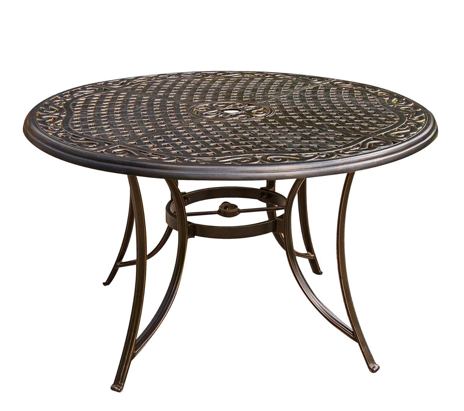 Hanover Manor 5-Piece Adult Modern PVC Aluminum Round Patio Dining Set Cast Sling