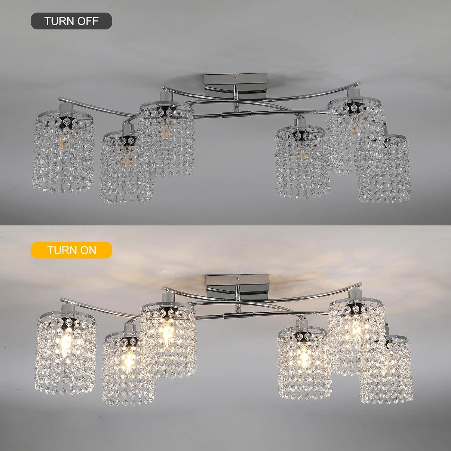 Mercer41 6 - Light 35.03" Dimmable Crystal Flush Mount