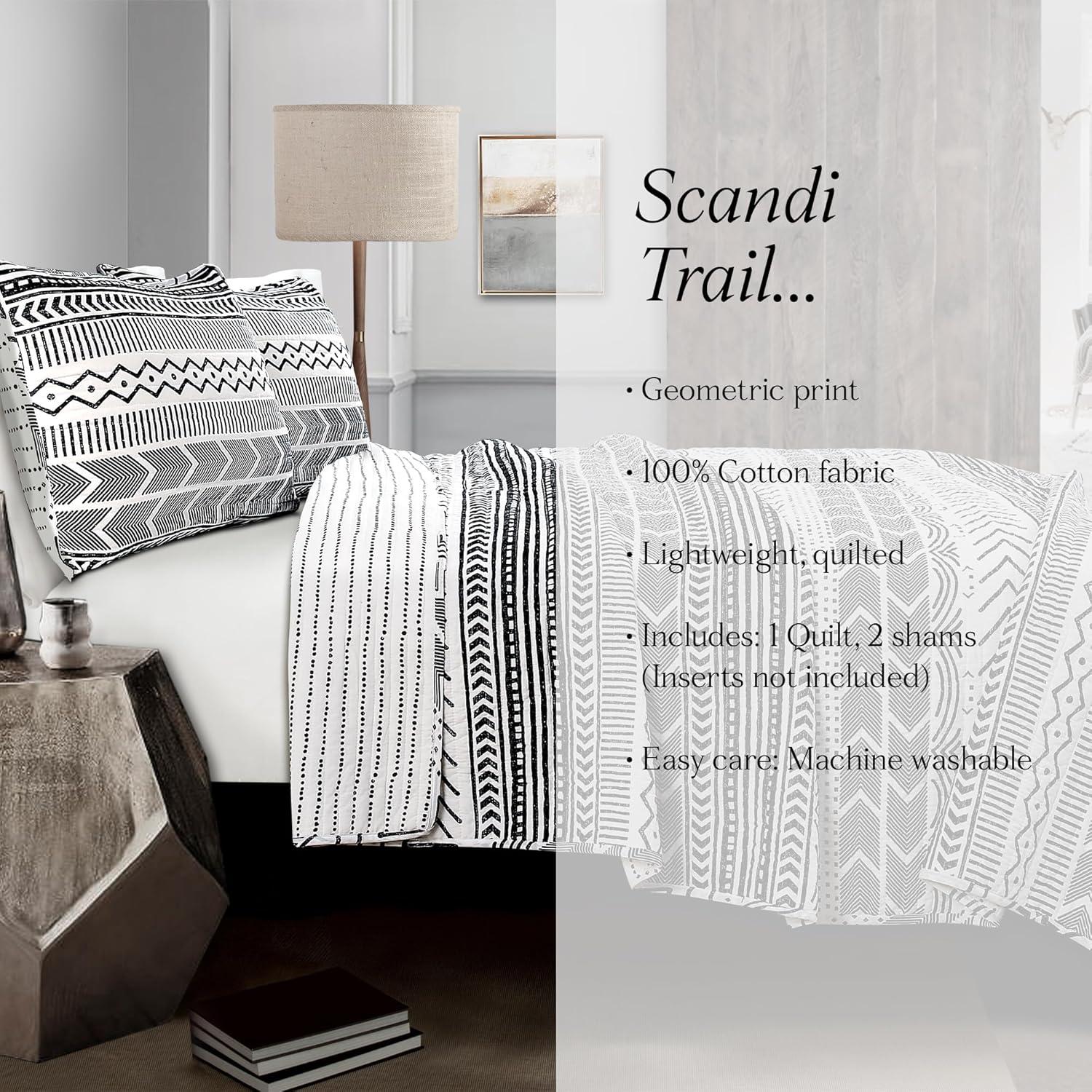Lush Decor Hygge Geo Reversible Contemporary 3-Piece Quilt Set