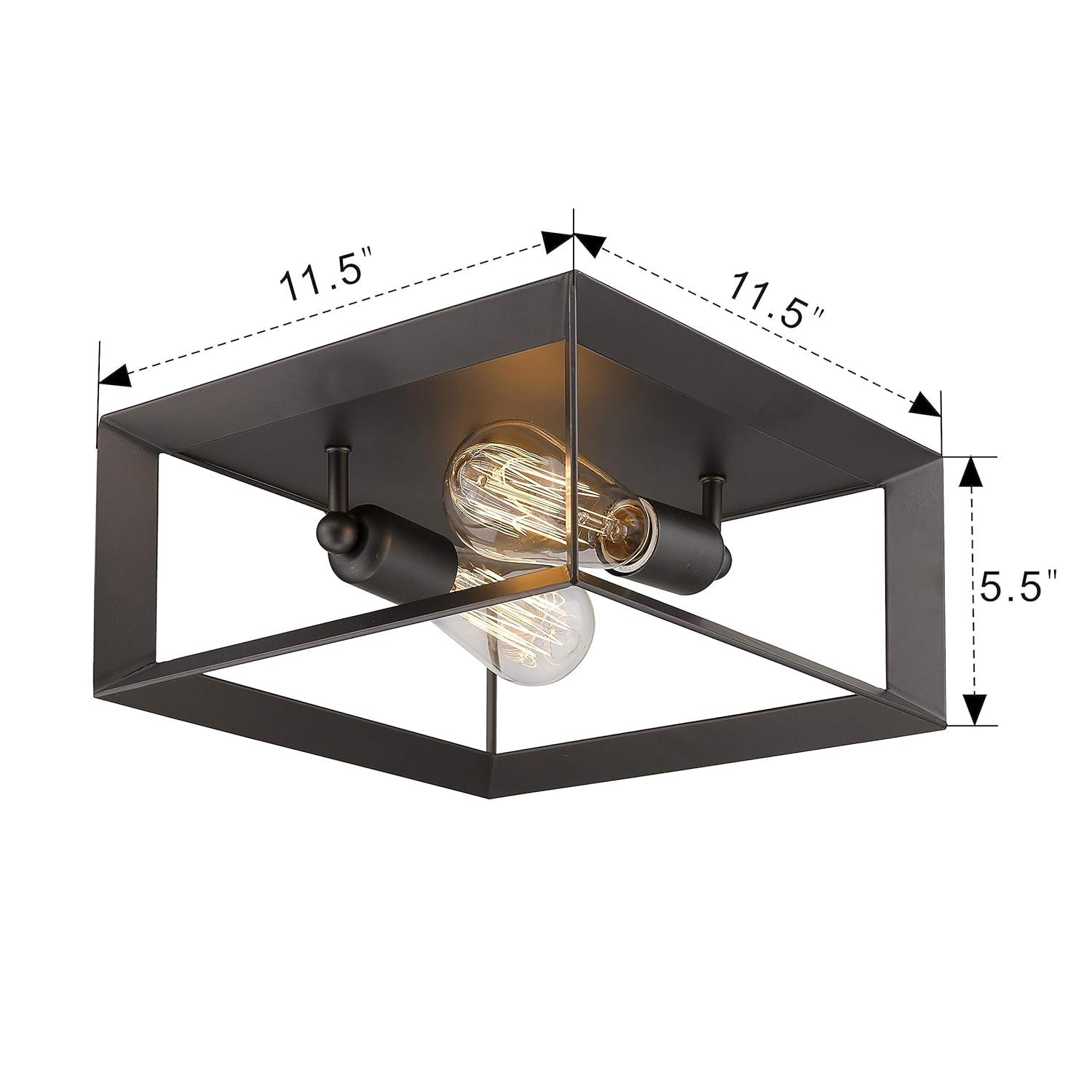 Emliviar 2-Light Ceiling Light, 12" Flush Mount Ceiling Lighting Fixture, Oil Rubbed Bronze Finish, 3040-2 ORB