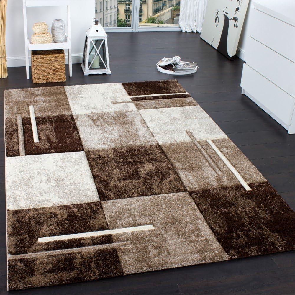 Brown and Beige Geometric Synthetic Rectangular Rug 6'7" x 9'6"