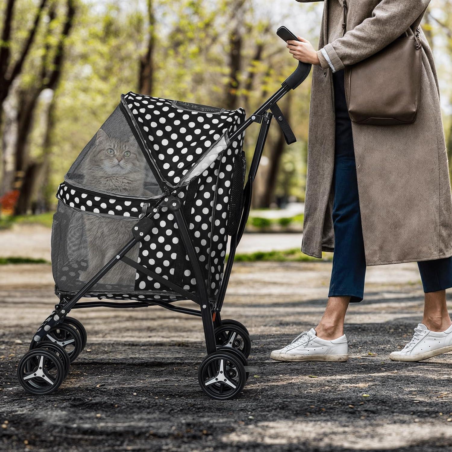 Pet Stoller Dog Cat Stoller Comfortable Lightweight Stroller With Adjustable Canopy