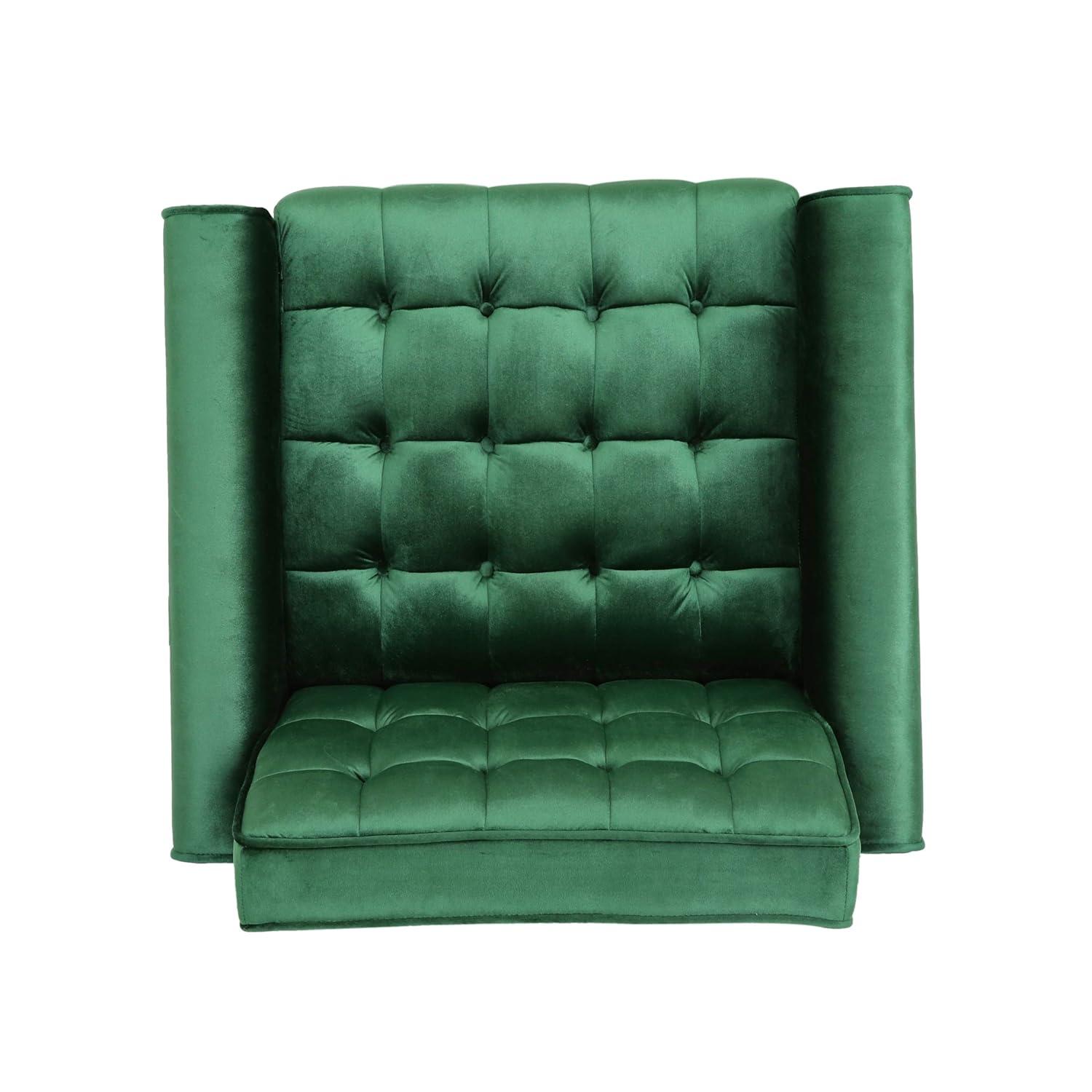 Bourchier Modern Glam Velvet Armchair Green - Christopher Knight Home: Upholstered Polyester, Plywood Frame