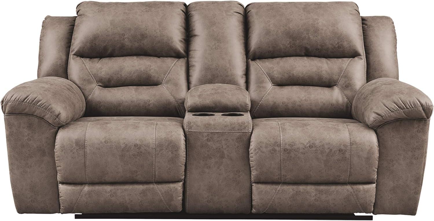 Fossil Faux Leather Reclining Loveseat with Pillow Back