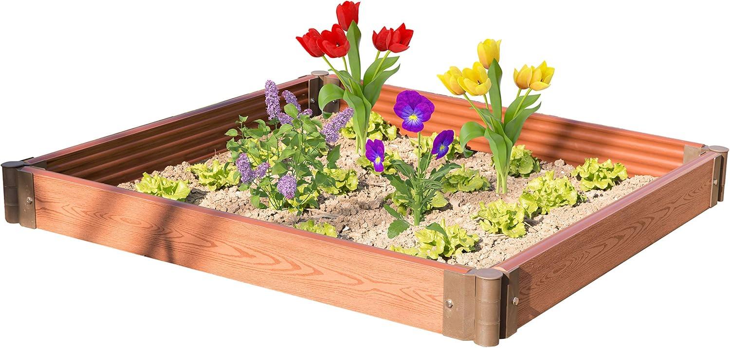 Classic Traditional Durable Wood- Look Raised Outdoor Garden Bed Flower Planter Box