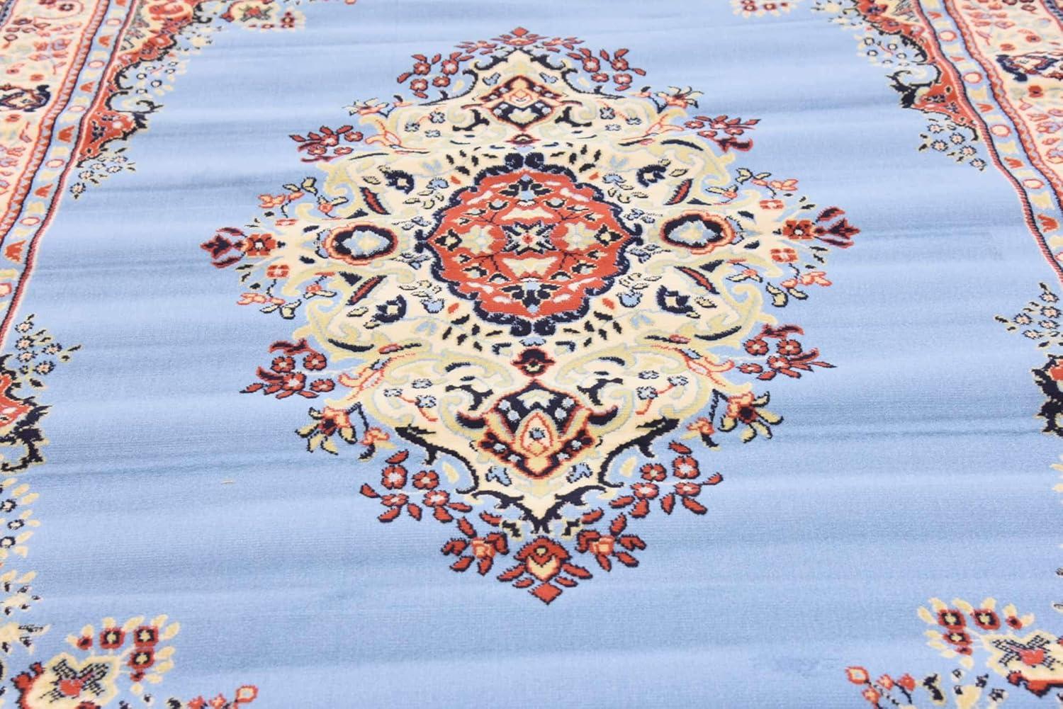 Unique Loom Washington Reza Rug Light Blue/Cream 6' 1" x 9' Rectangle Floral French Perfect For Living Room Bed Room Dining Room Office