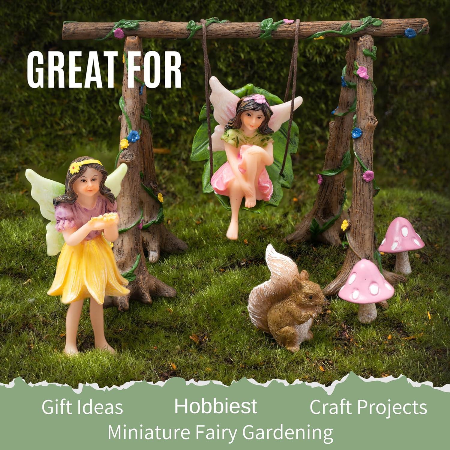 PRETMANNS Fairy Garden Accessories with Garden Fairy Figurines - Adorable Fairies for Fairy Gardens, Cute Fairy Garden Miniatures with a Fairy Furniture Kit C21