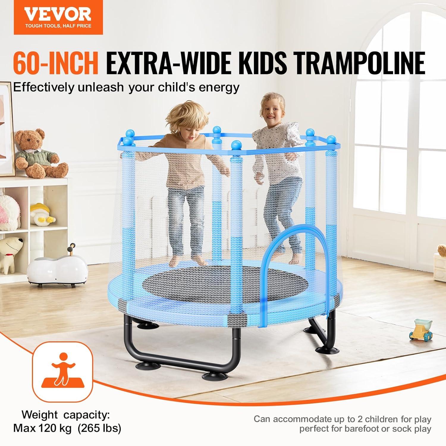VEVOR 56" Trampoline for Kids Foldable Mini Toddler Trampoline Indoor Outdoor