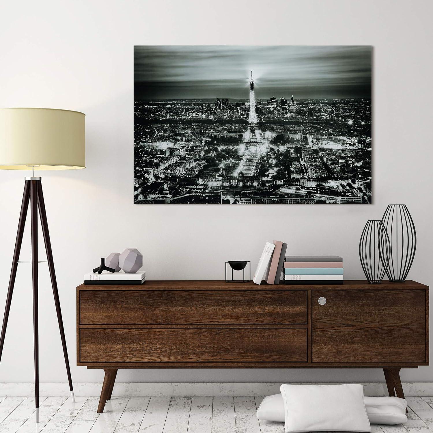 Empire Art Direct Paris Night Frameless Free Floating Tempered Glass Panel Graphic Wall Art, 32" x 48" x 0.2", Ready to Hang