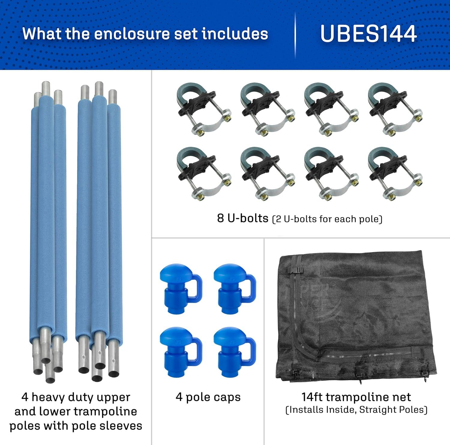 Upper Bounce Machrus Trampoline Safety Enclosure with Net, Poles and Foam Sleeves - Trampoline not Included