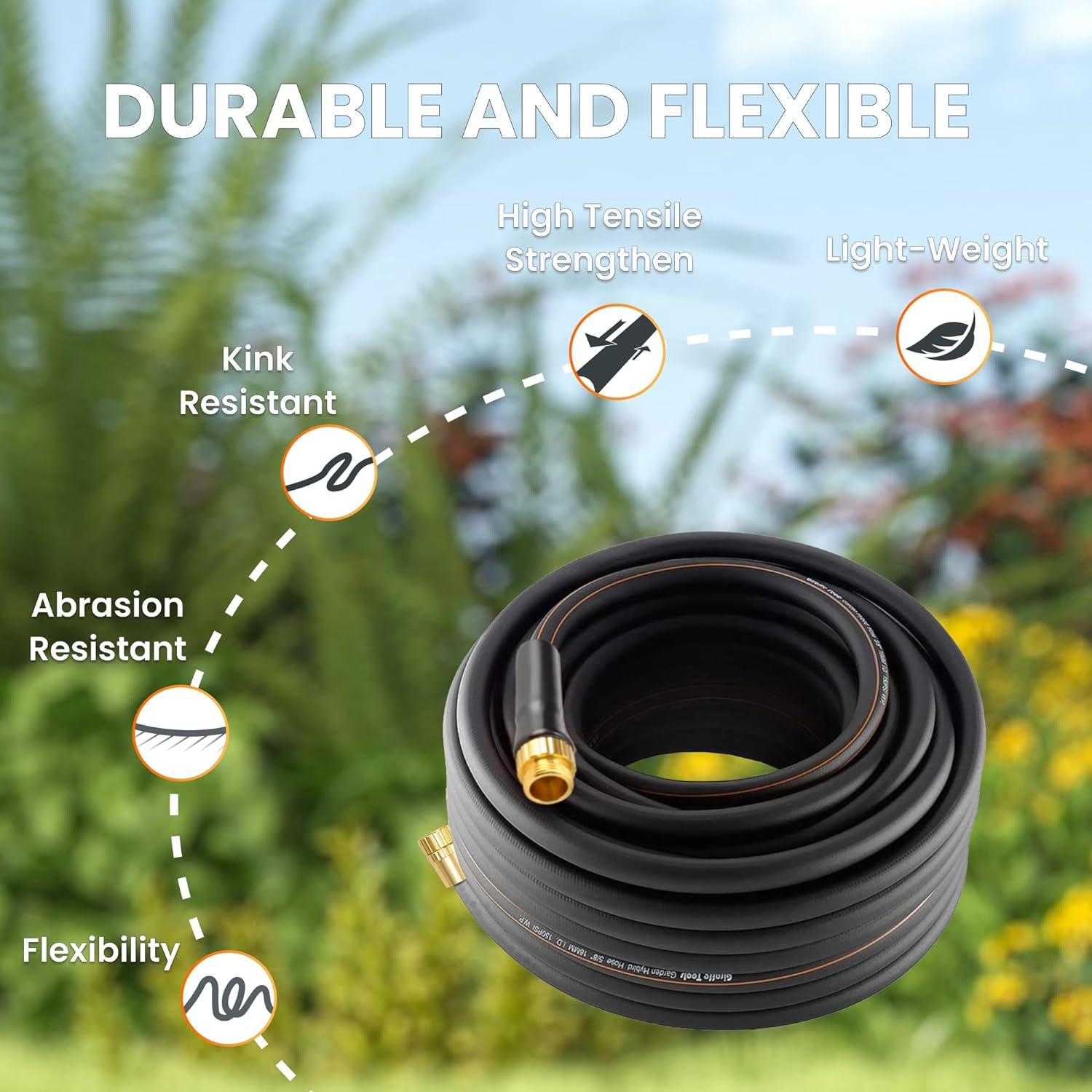 Giraffe Tools Leader Hose 10ft x 5/8'', Short Water Hose Heavy Duty, Lightweight, Flexible Hybrid Hose with Swivel Handle, Male to Female Fittings