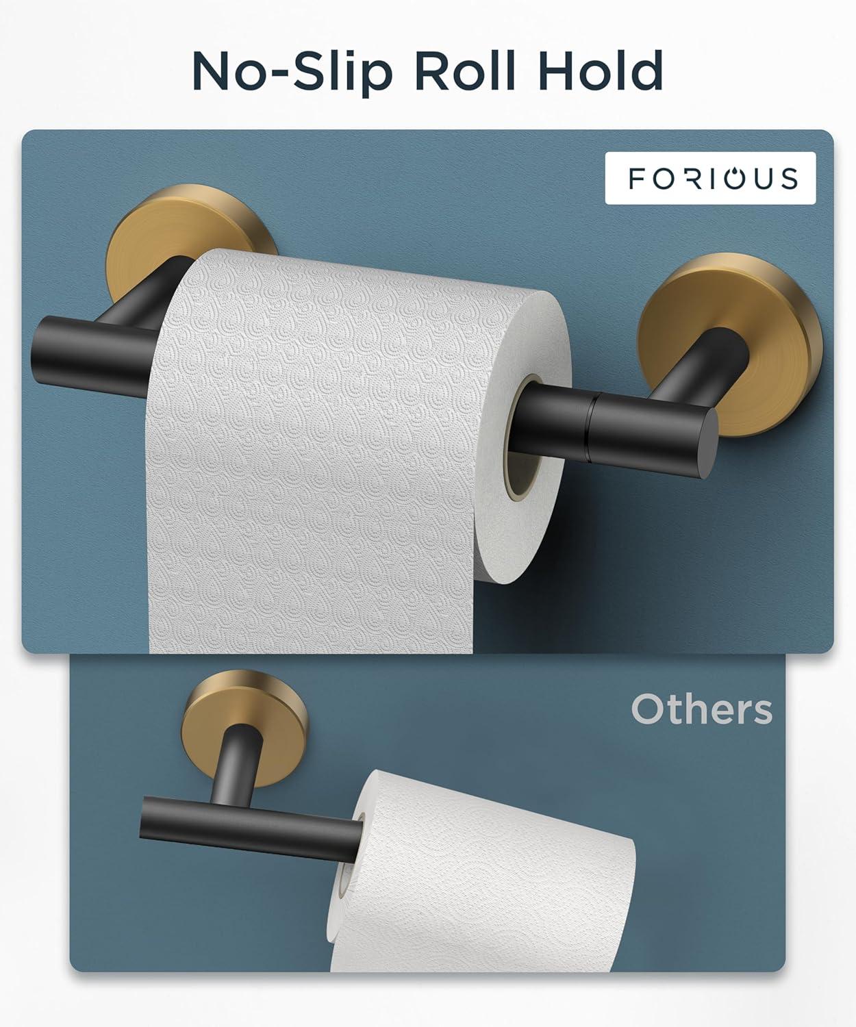 LANFENG Matte Black Double Post Pivoting Wall Mounted Stainless Steel Toilet Paper Holder for Bathroom RV  by RARXTR