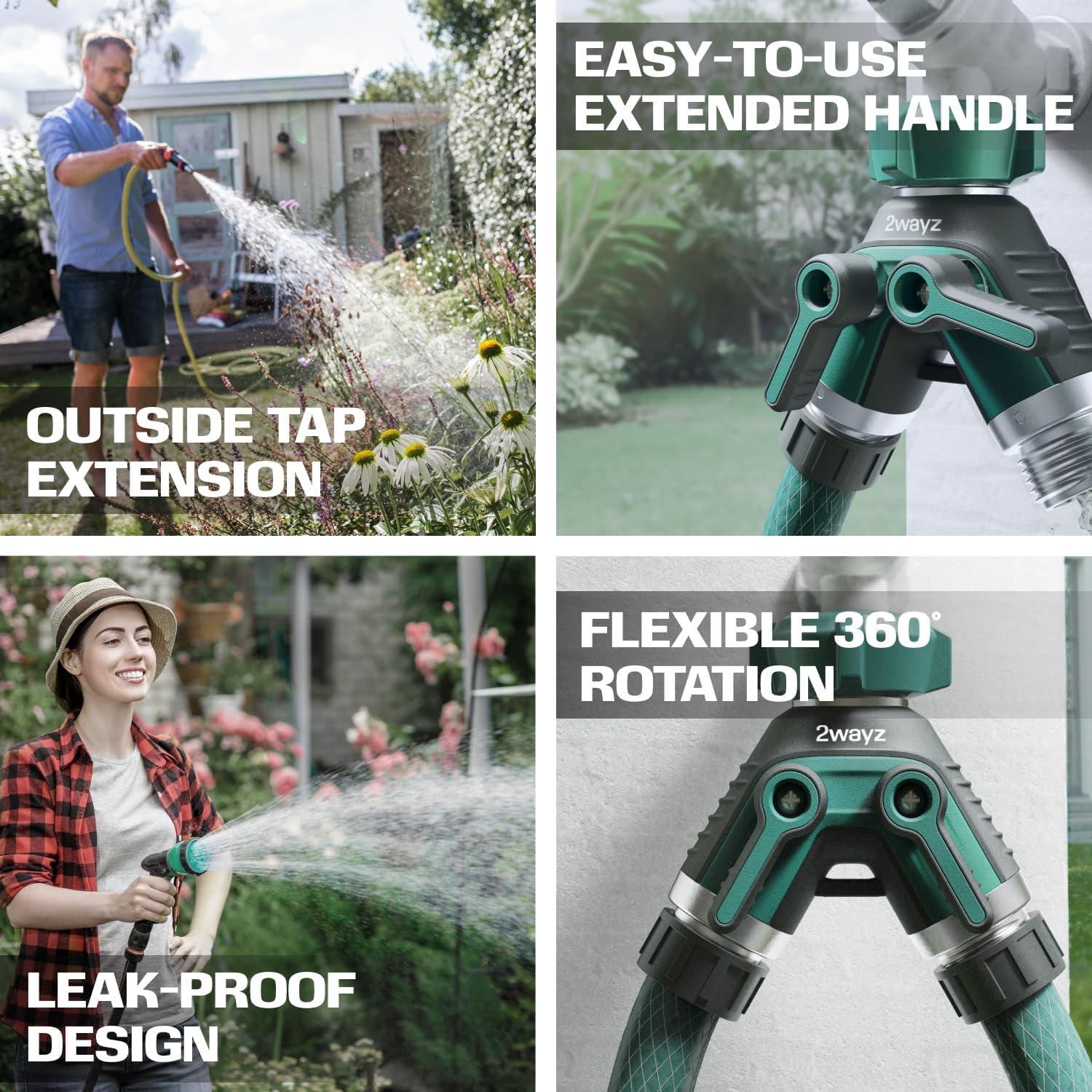 2WAYZ Dual Outlet Water Hose Splitter - 360° Rotation