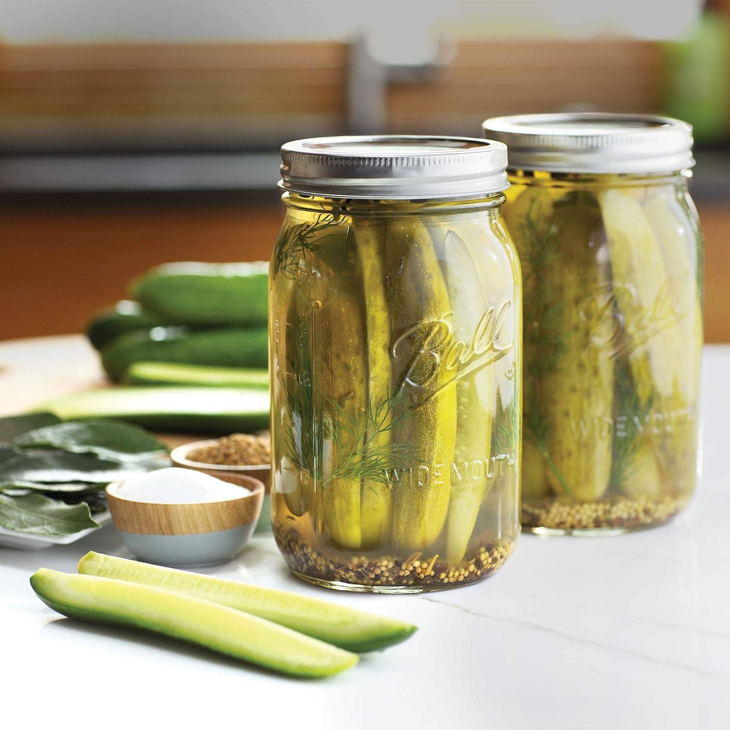 Ball Mason Glass Jar Wide Mouth with Lid and Band Quart 32 oz, 12-Pack