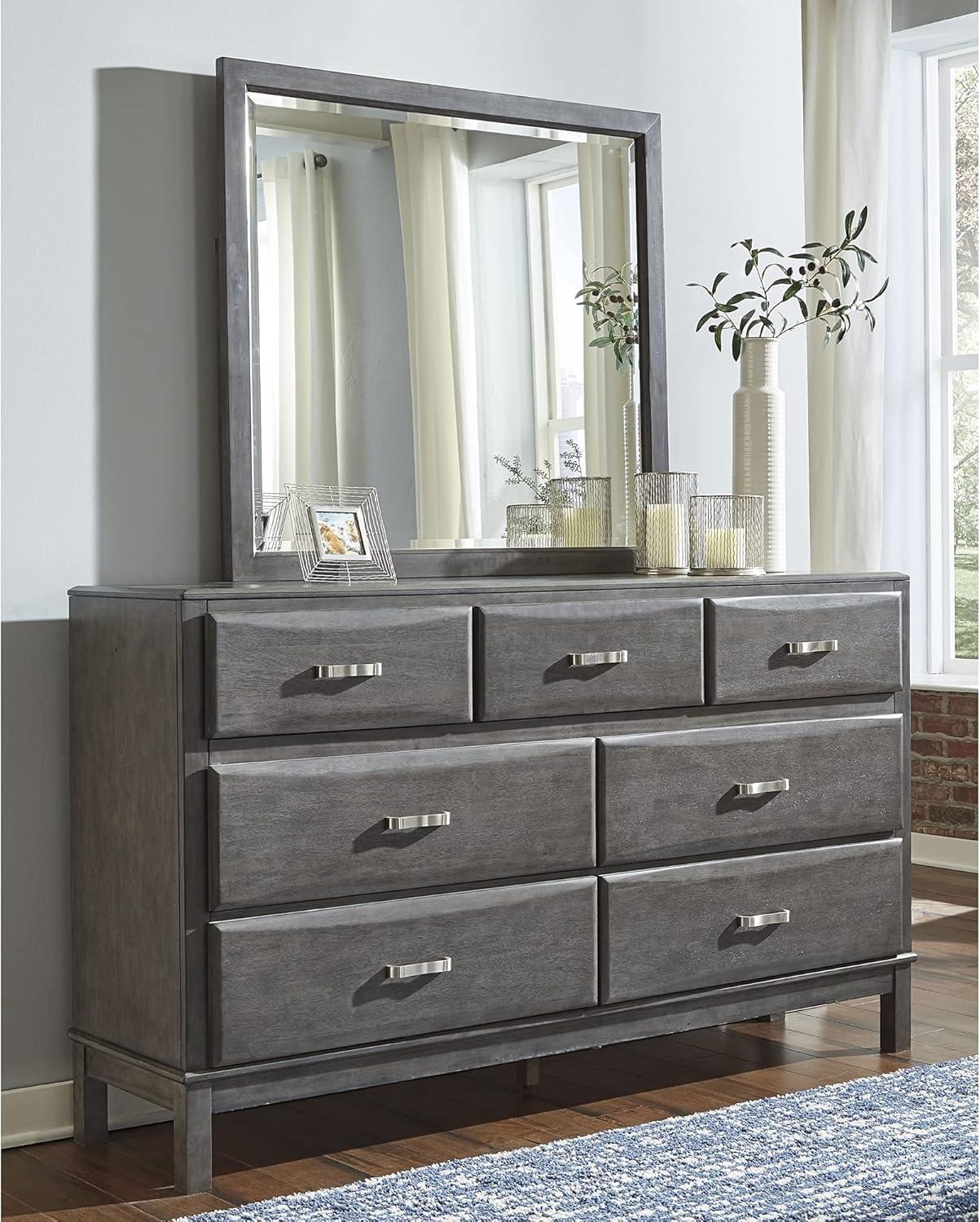 Geovonni 7 Drawer 64" W Double Dresser with Mirror