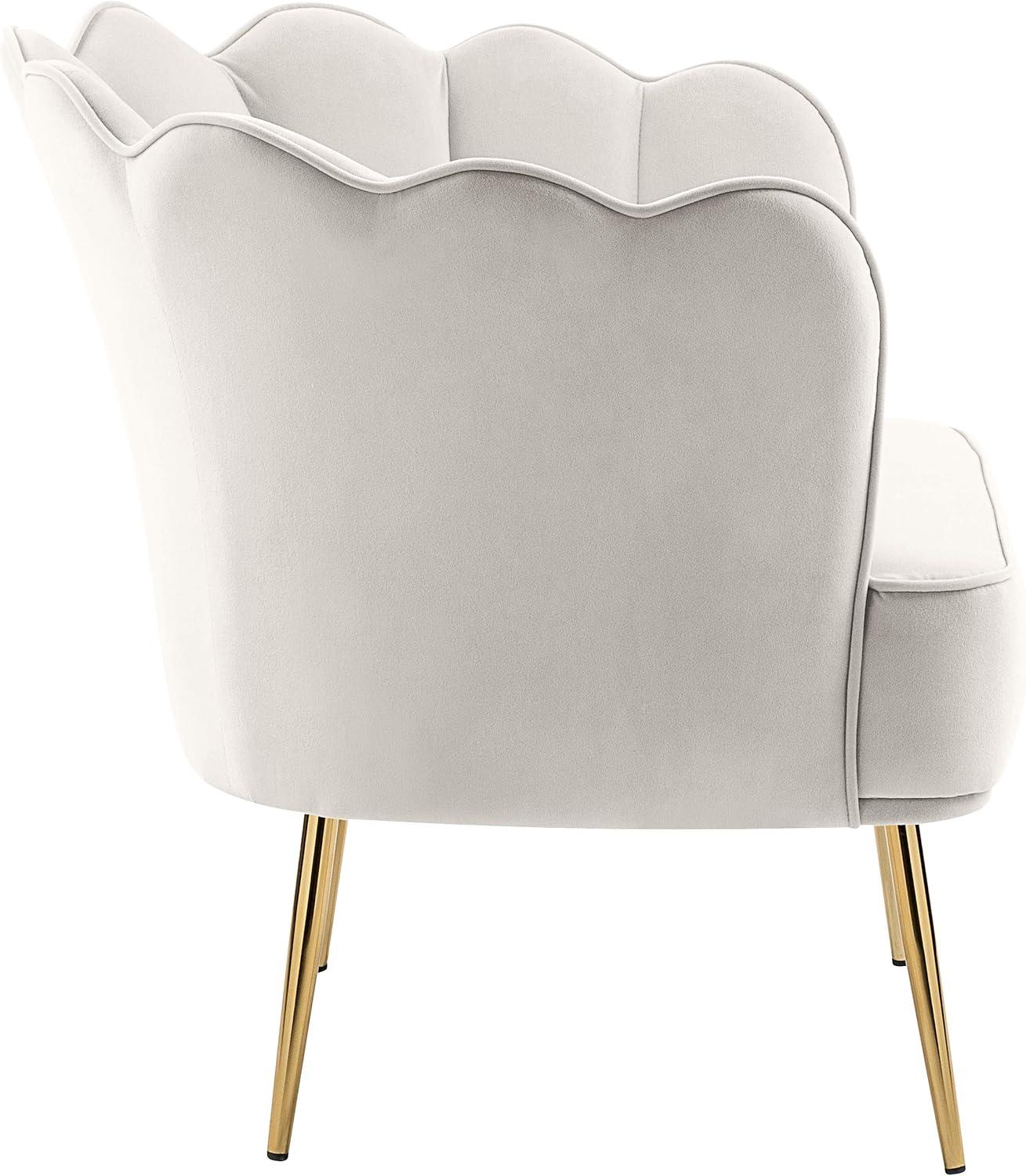 Meridian Furniture Jester Cream Velvet Accent Chair with Gold Iron Legs