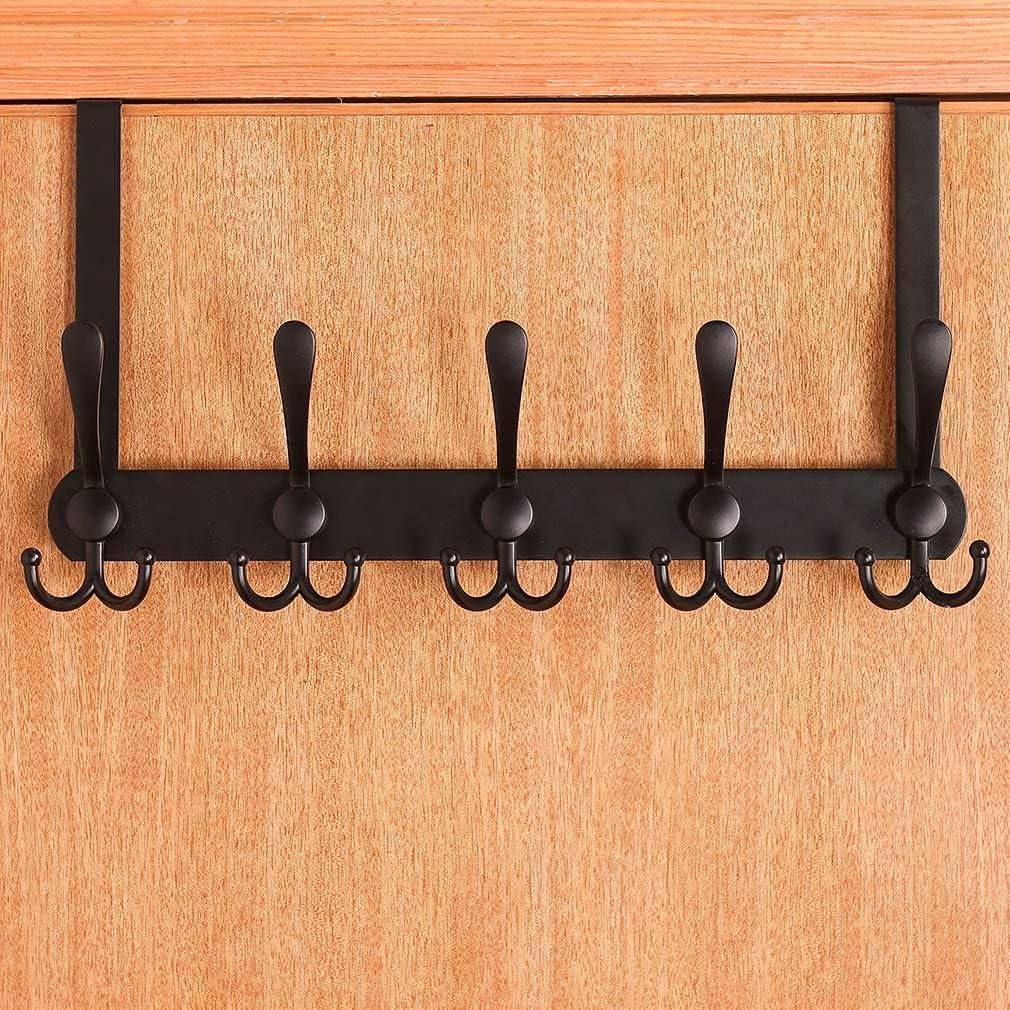 Over The Door Hooks,Heavy Duty Coat Rack for Hanging Clothes Hat Towel (Heavy Duty Black 1pcs)