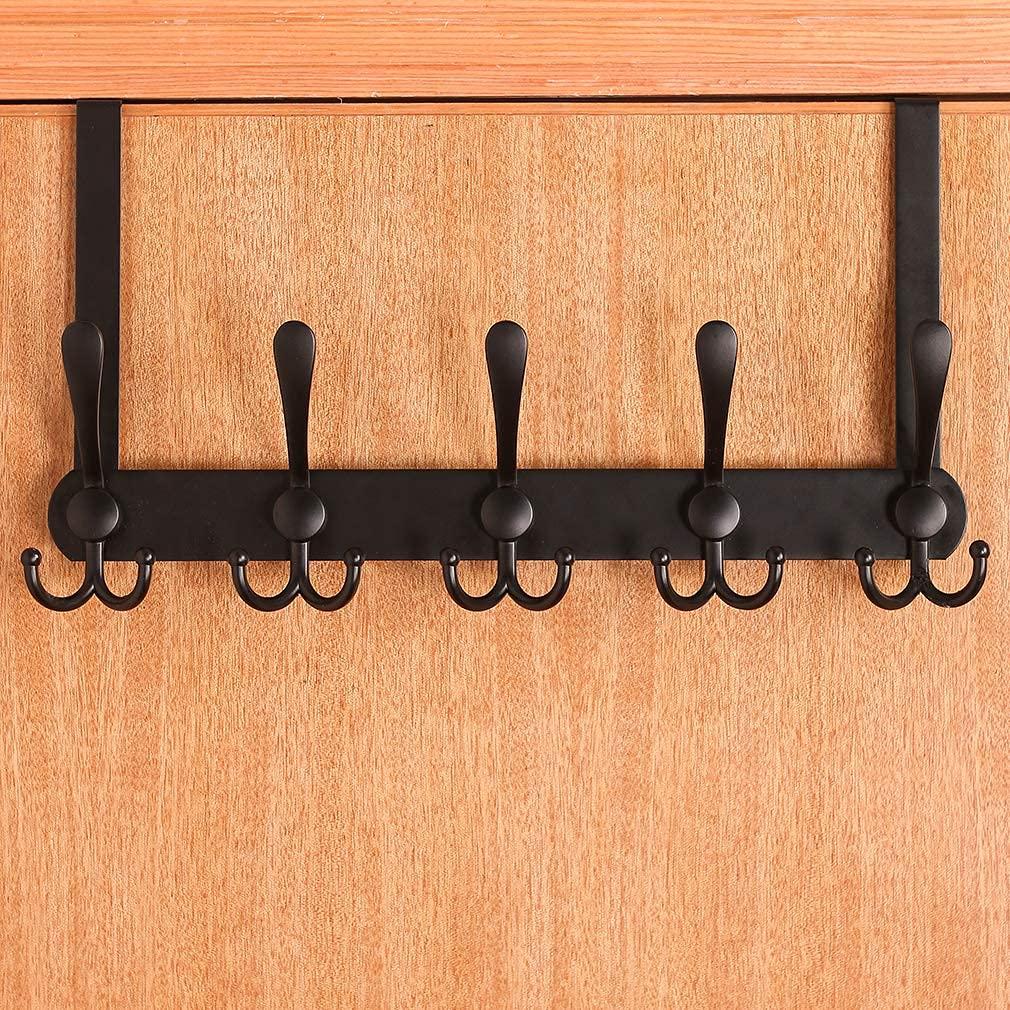 Encozy Over The Door Hooks,Coat Rack for Hanging Clothes Hat Towel (Heavy Duty Black 1pcs) …