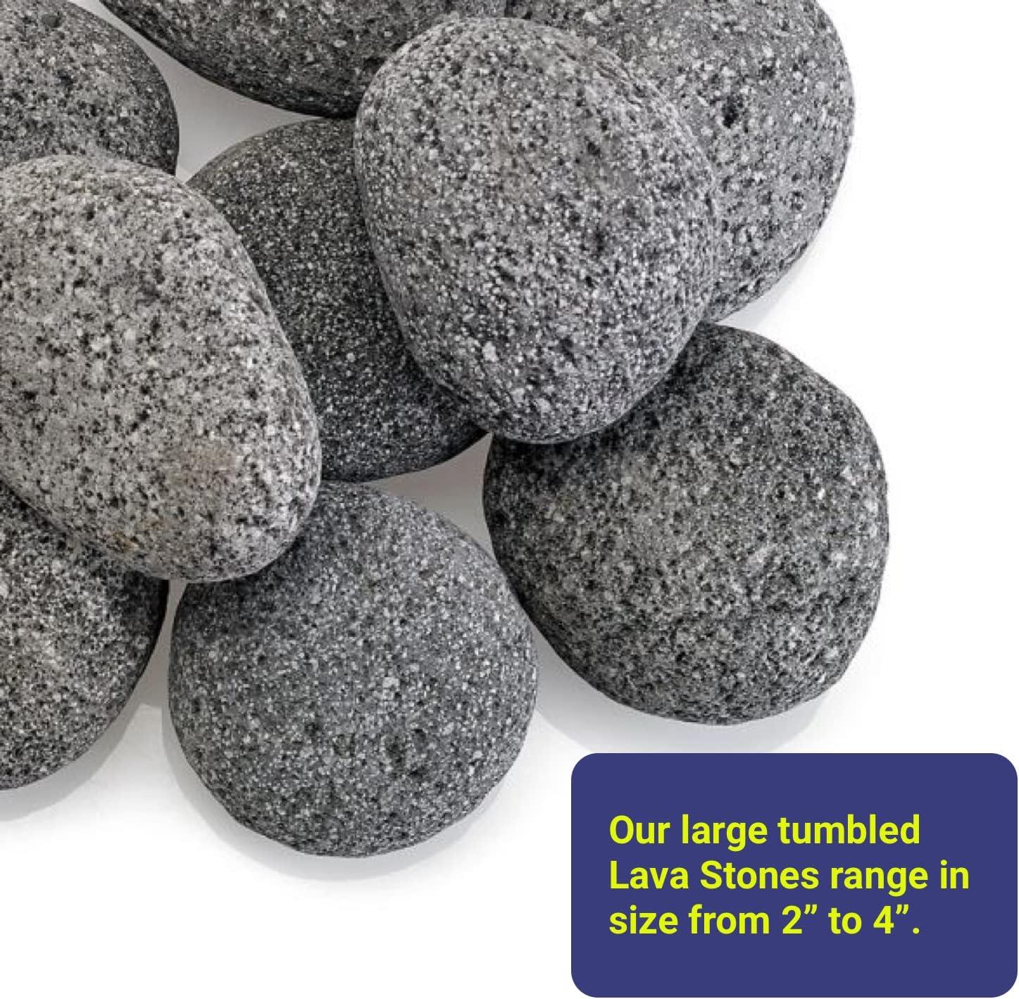 Large Tumbled Gray and Black Lava Stones for Fire Pits