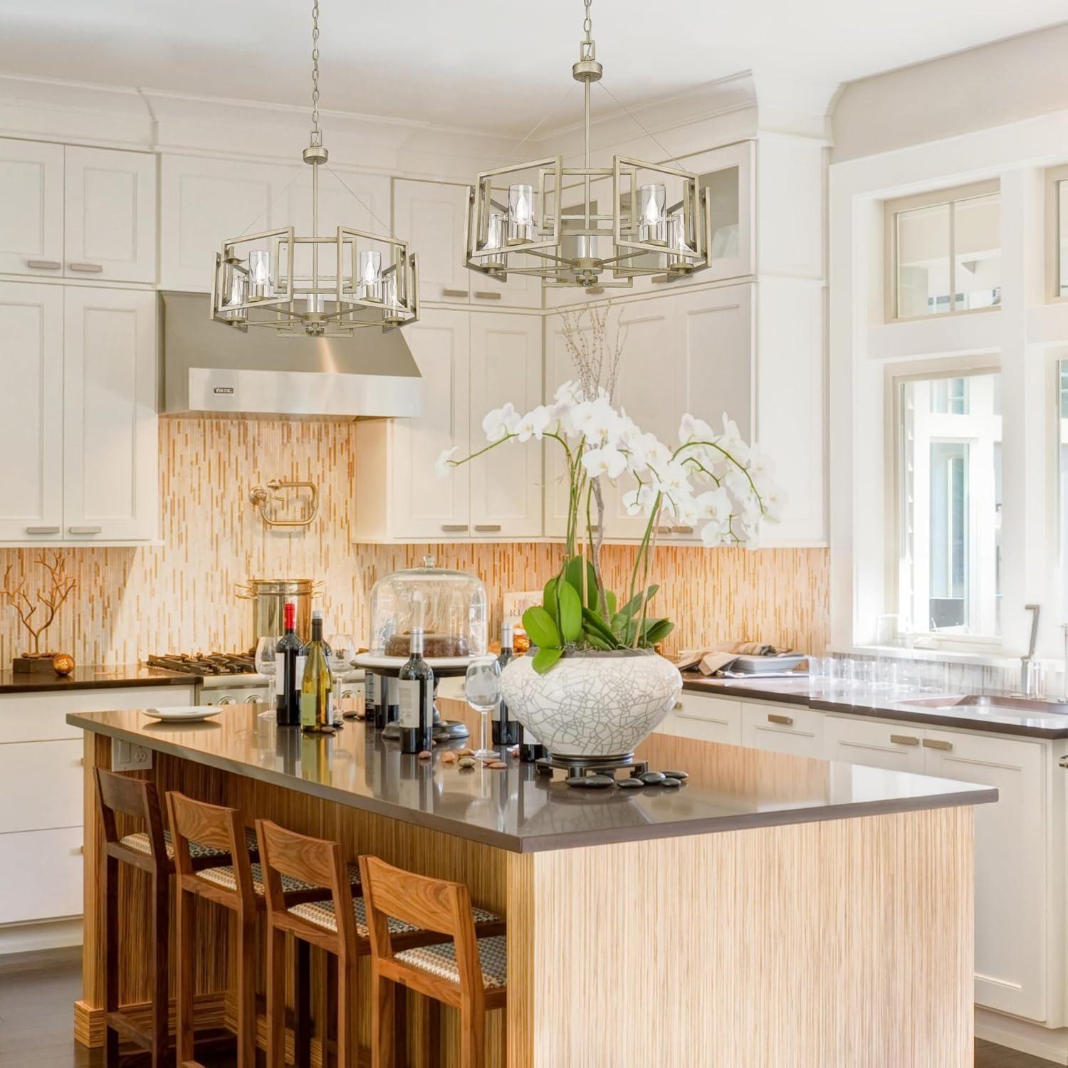 Golden Lighting Marco 5-Light Chandelier in White Gold with Clear Glass