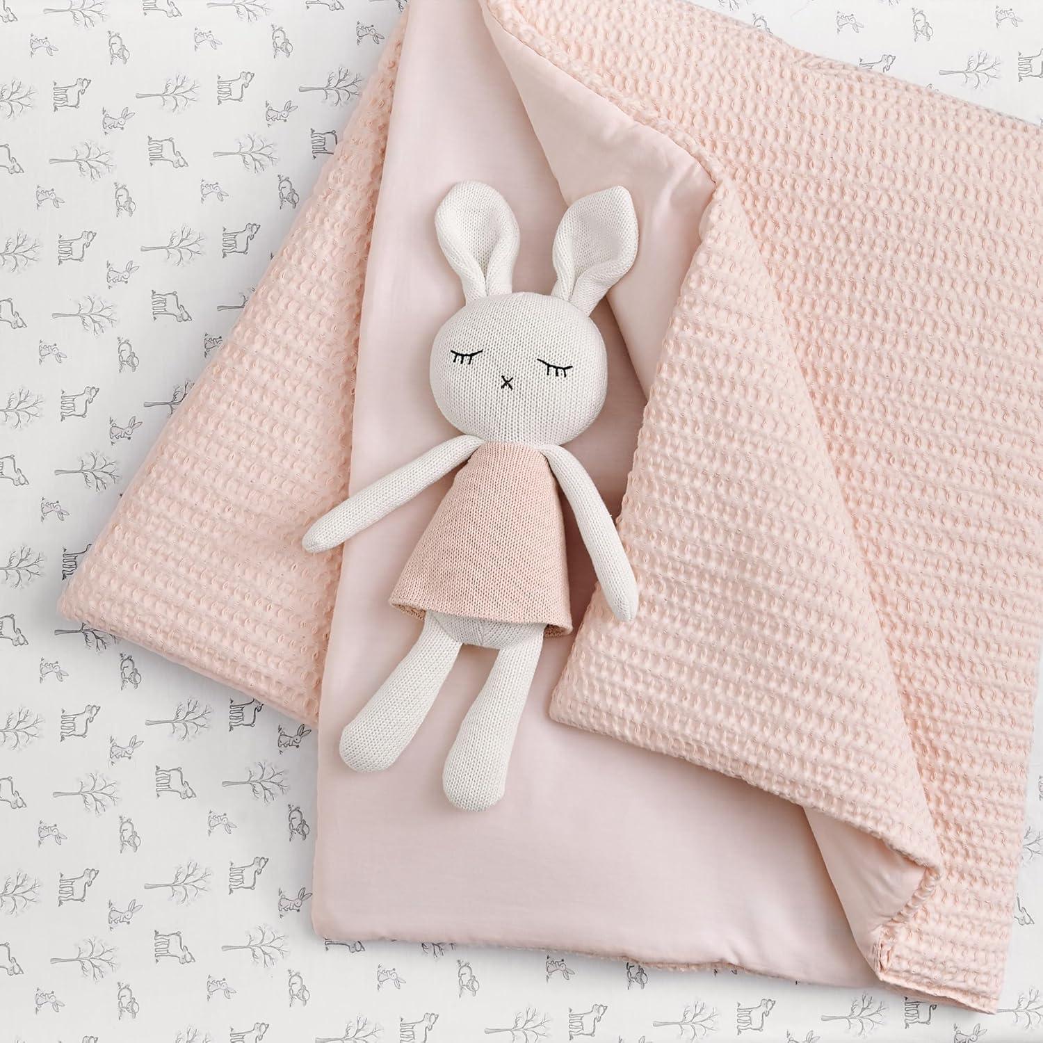 Mills Waffle Pink 4pc Baby Crib Bedding Set - Levtex Baby