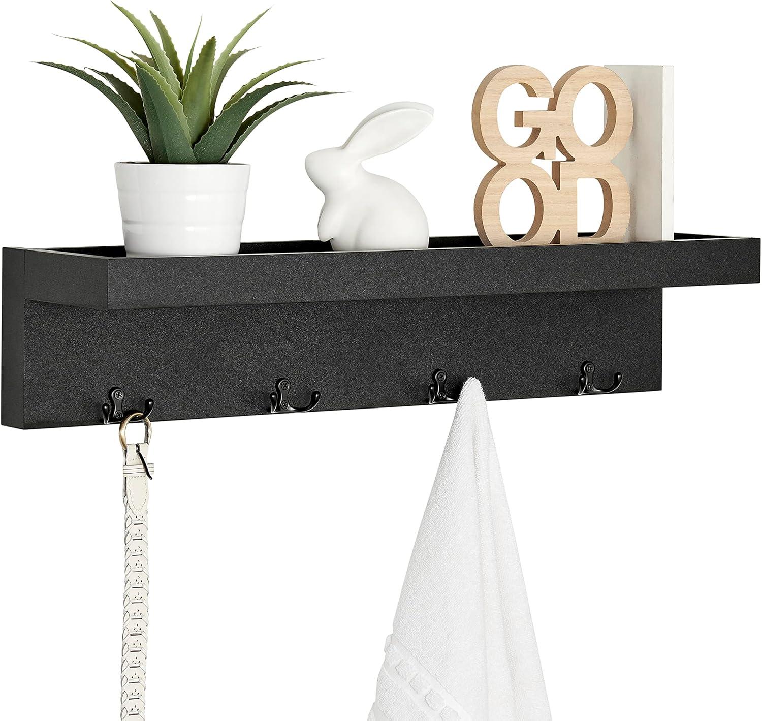 25.6" x 5.75" Wall Mounted Entryway Coat Rack with Decorative Ledge Shelf and Hooks - Danya B.