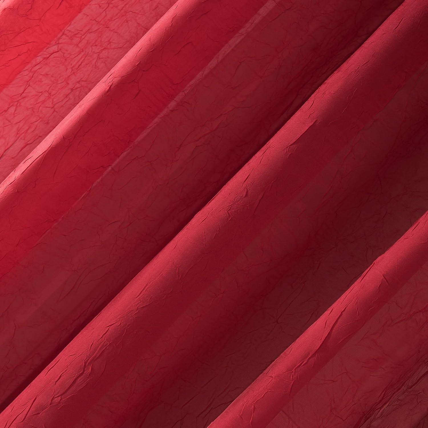 No. 918 Jillian Crushed Voile Sheer Rod Pocket Curtain Panel, 51" x 108", Red
