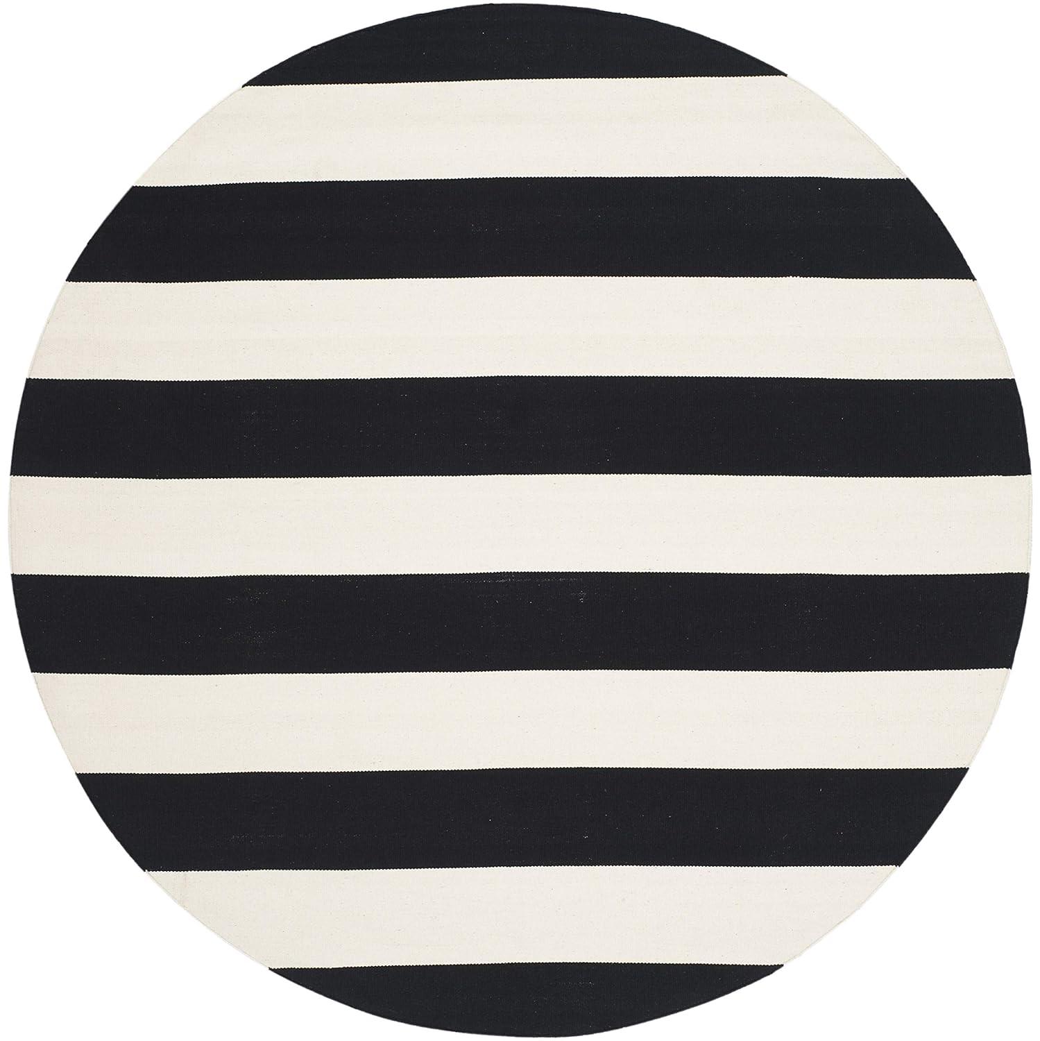 Montauk MTK712 Hand Woven Indoor Accent Rug - Black/Ivory - 3' Round - Safavieh