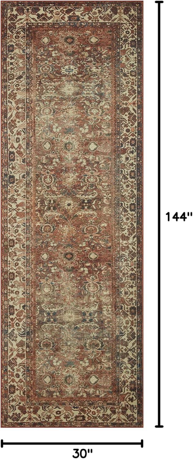 Brick Ivory Vintage-Inspired Polyester Washable Runner Rug 2.6x12